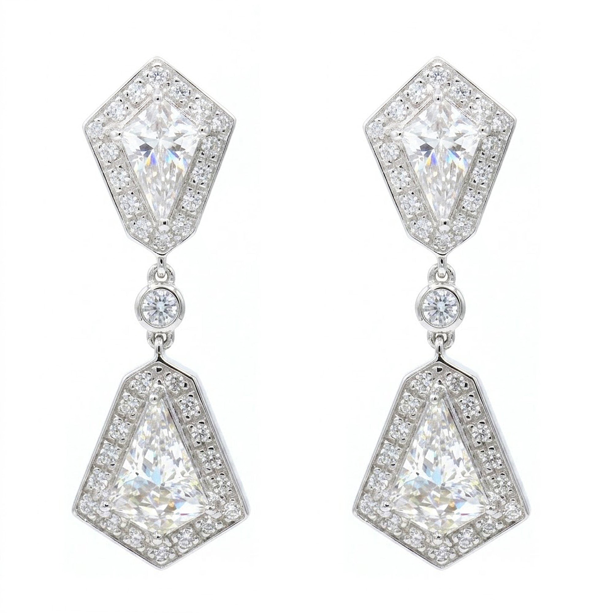 Boucles d'oreilles pendantes à billes en argent sterling Signity avec oxydes de zirconium