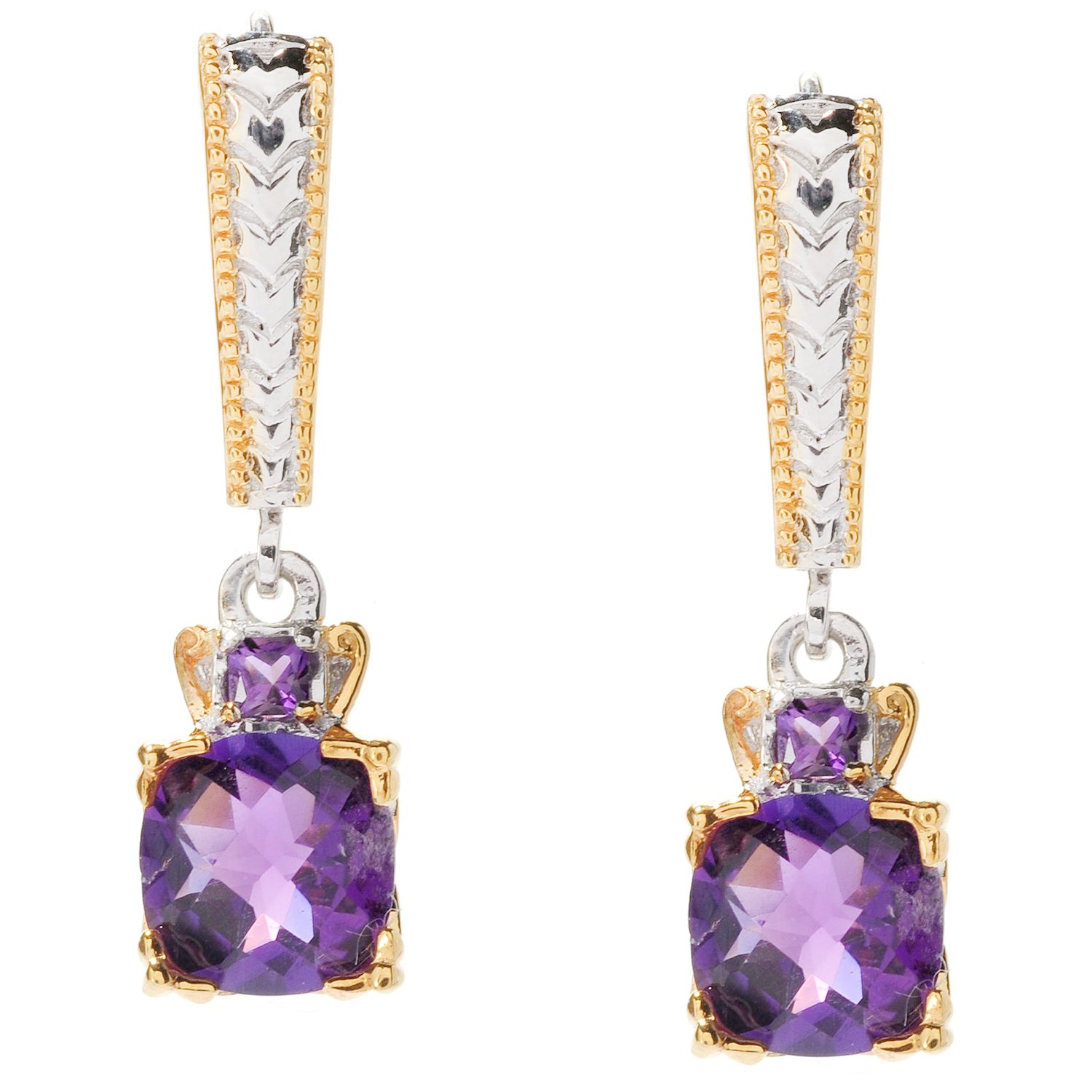 Gems en Vogue 2.65ctw African Amethyst Drop Earrings