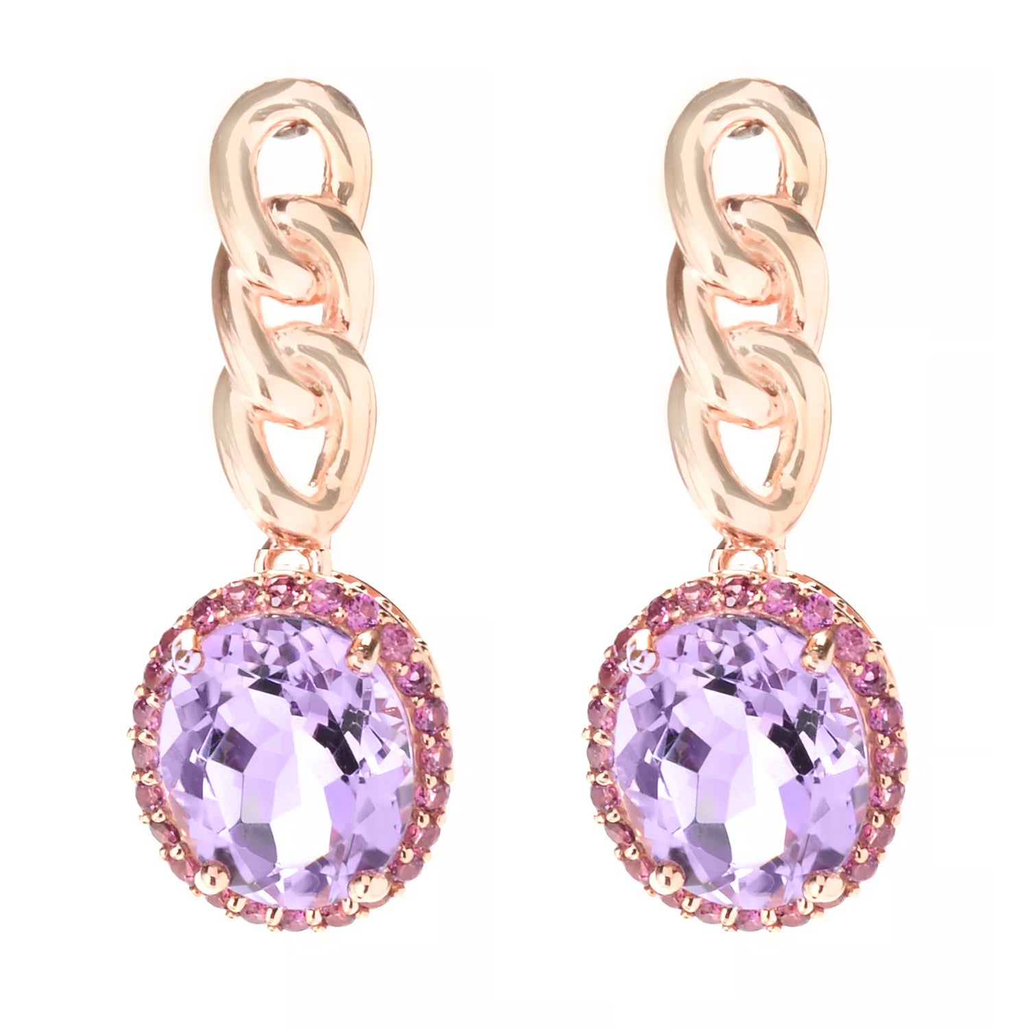 Hall of Jewels 9.76ctw Pink Amethyst & Rhodolite Garnet Drop Earrings