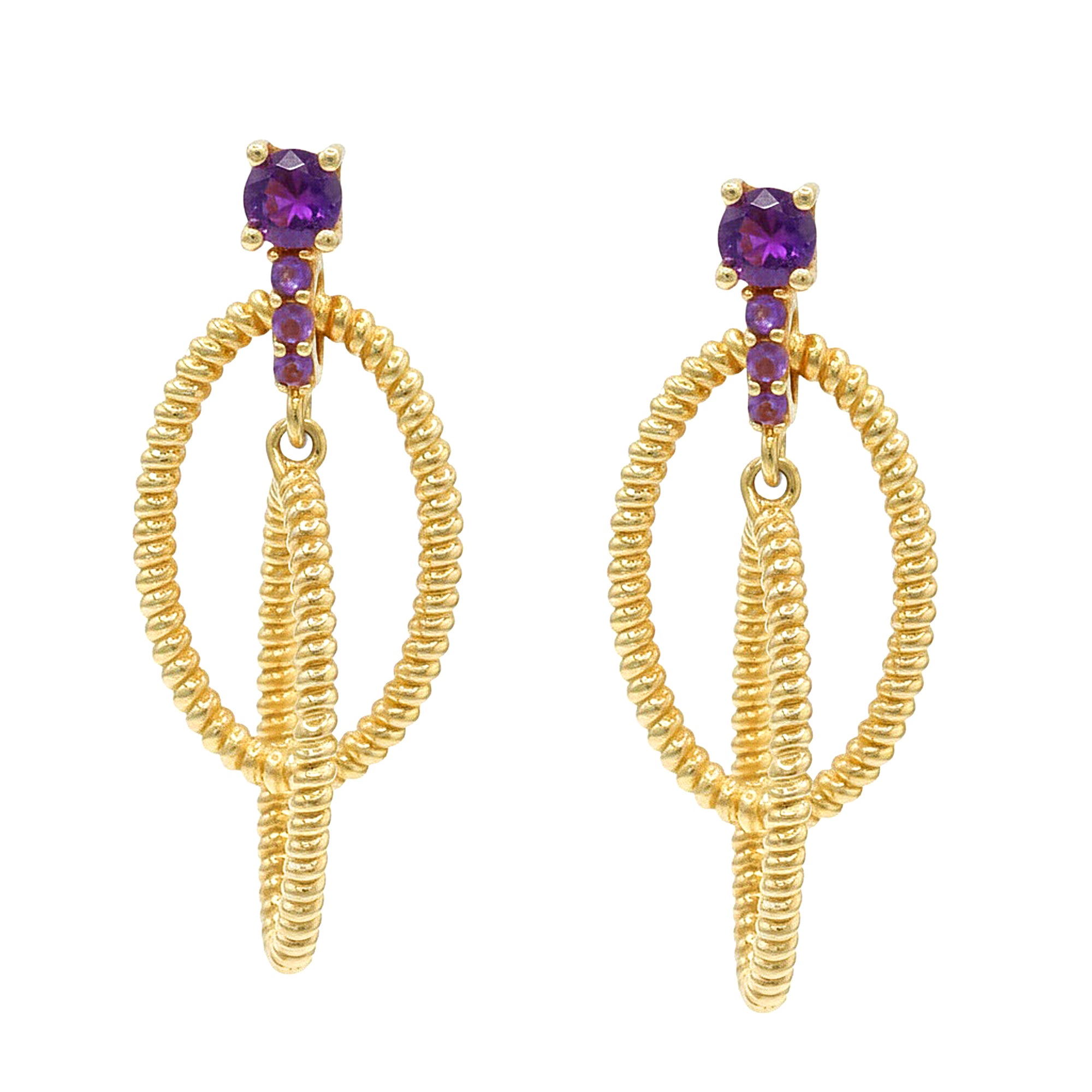 Hall of Jewels 0.60ctw African Amethyst Drop Earrings