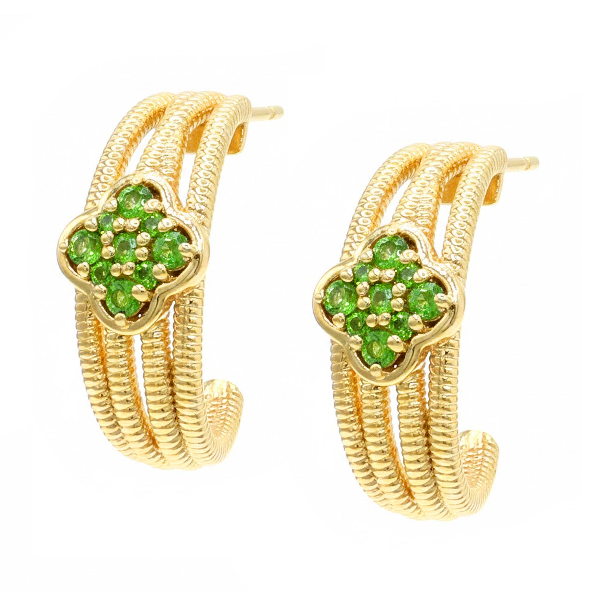 Hall of Jewels 0.66ctw Chrome Diopside Hoop Earrings