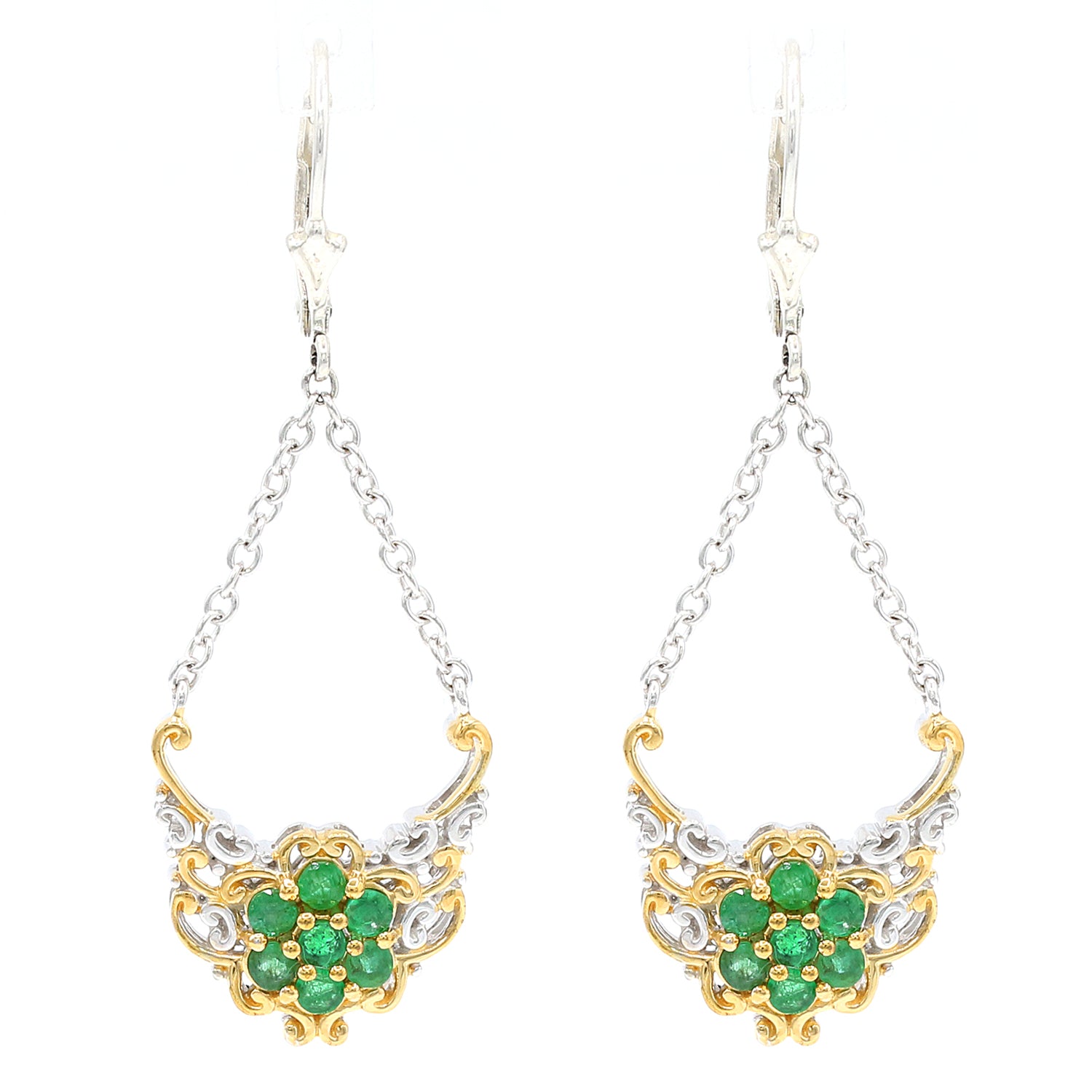 Gems en Vogue 1.12ctw Zambian Emerald Chain Drop Earrings