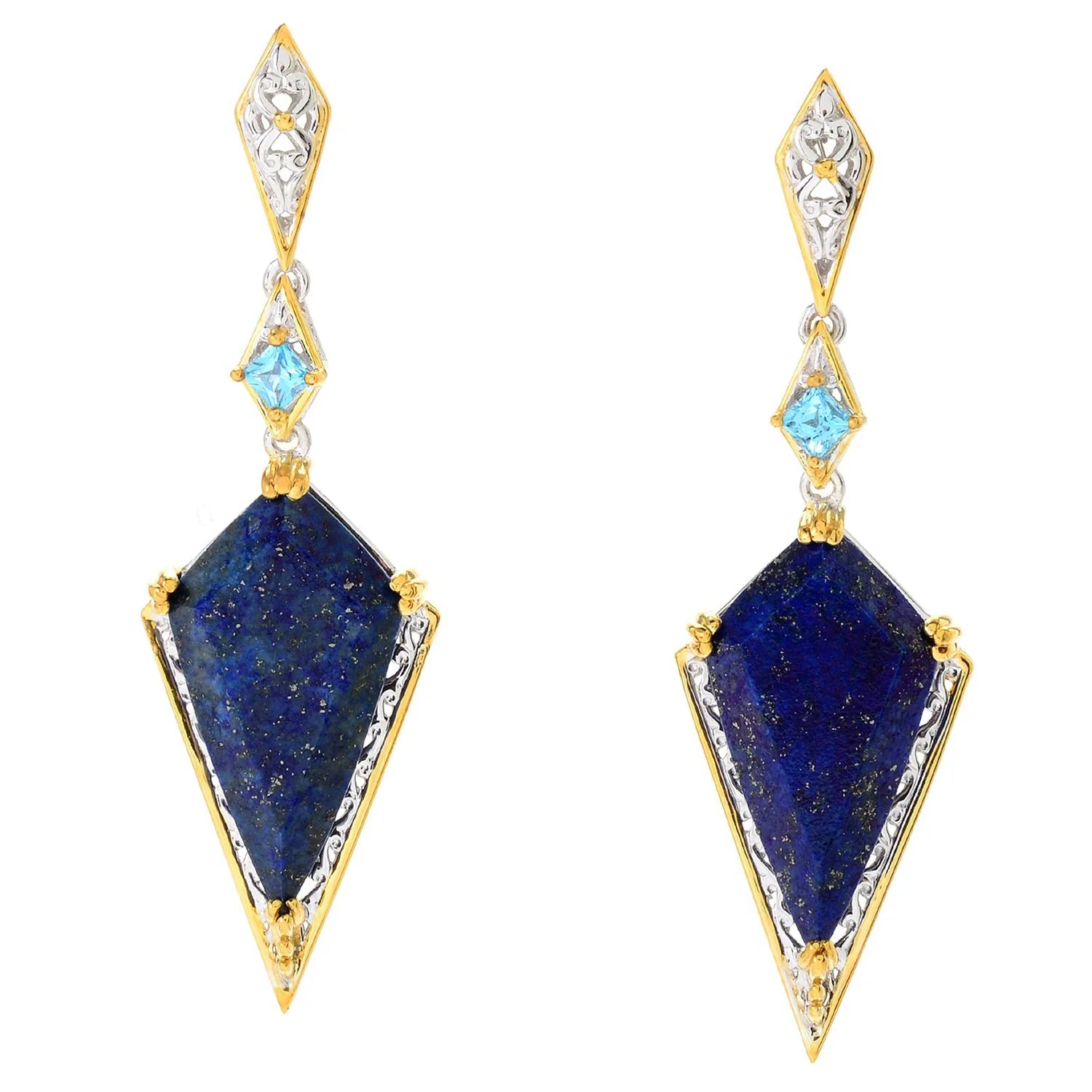 Gems en Vogue Lapis Lazuli & Swiss Blue Topaz Dangle Earrings