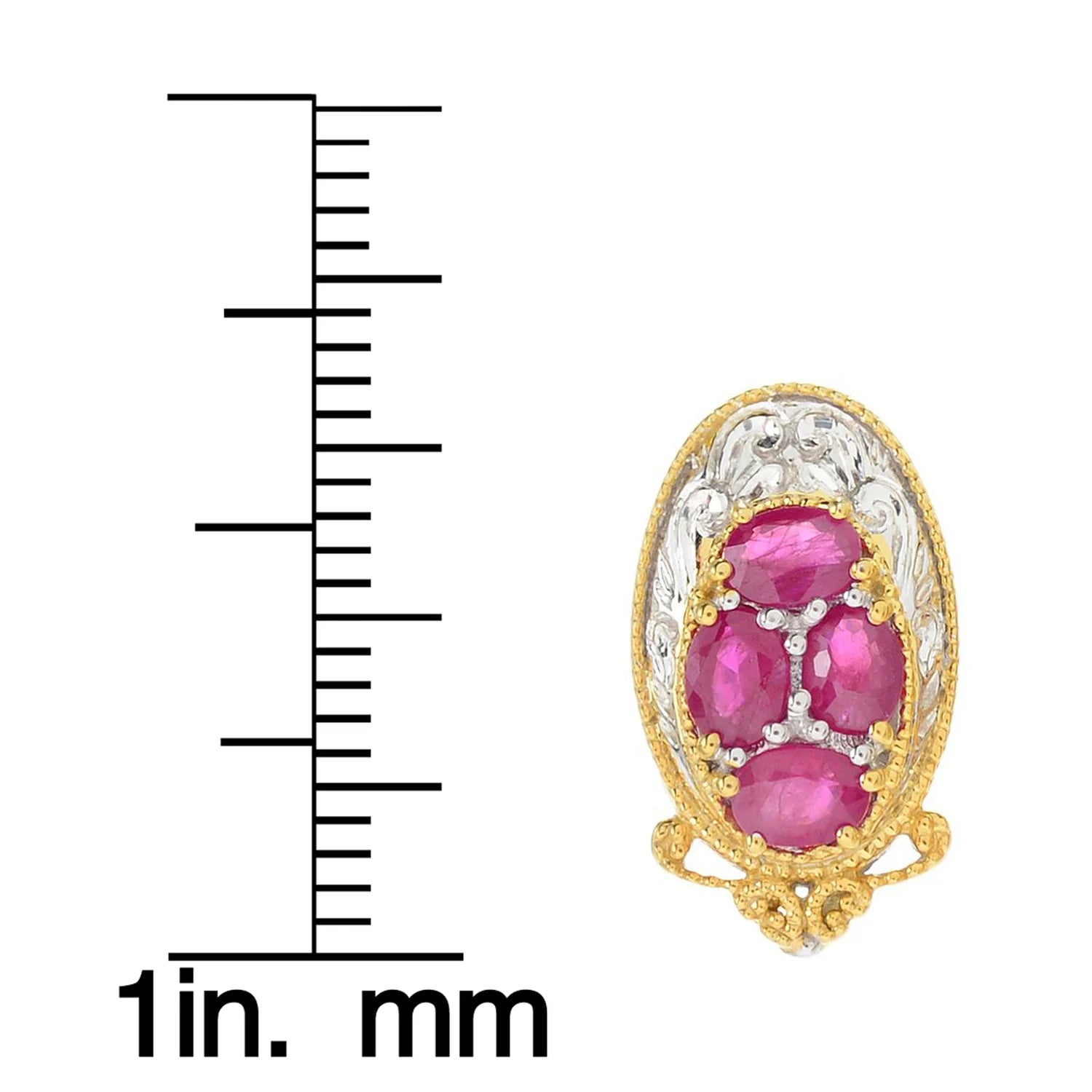 Gems en Vogue Hand Engraved 1.92ctw Montapuez Ruby Stud Earrings