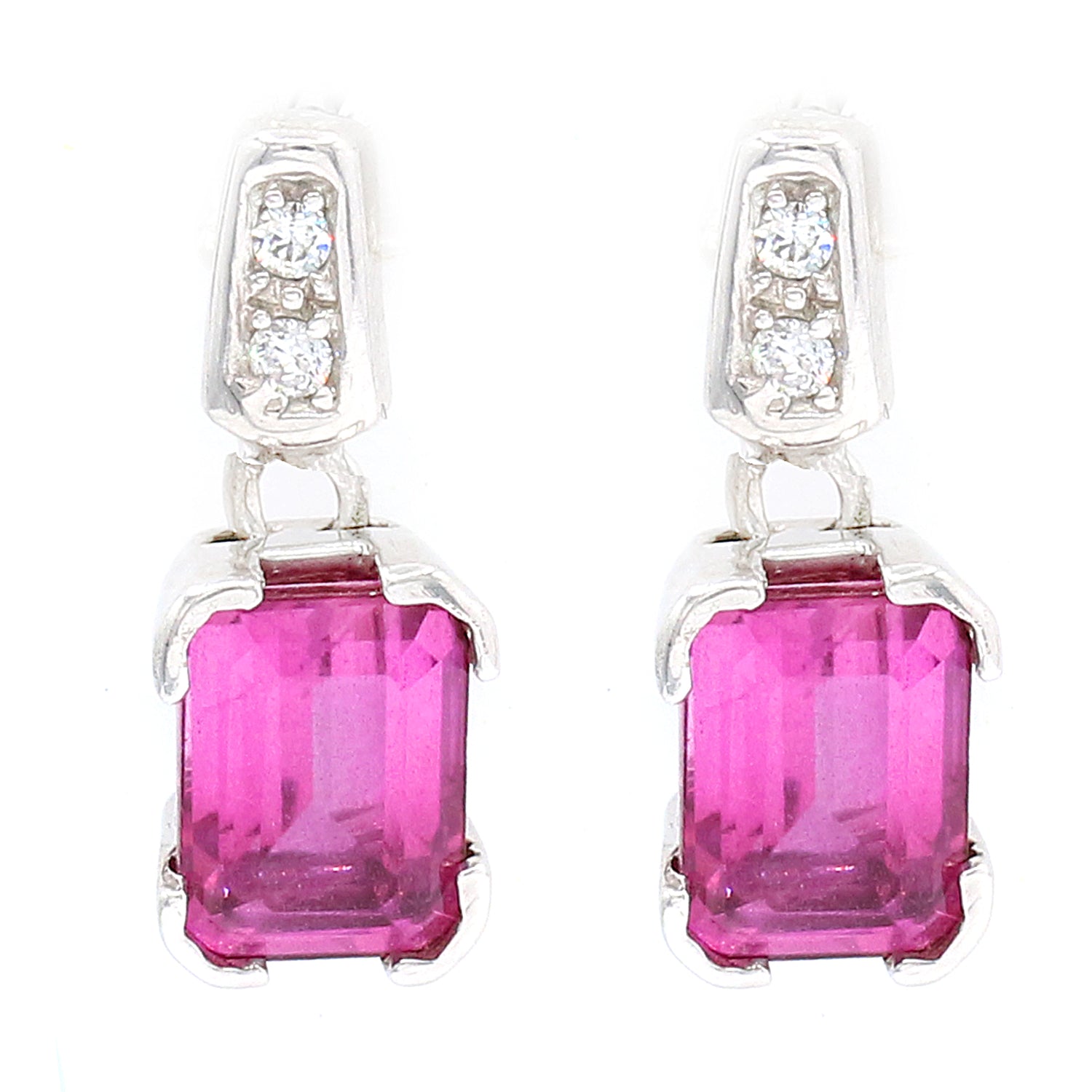 Golden Jewel 14K White Gold 2.23ctw Pink Tourmaline & Diamond Earrings