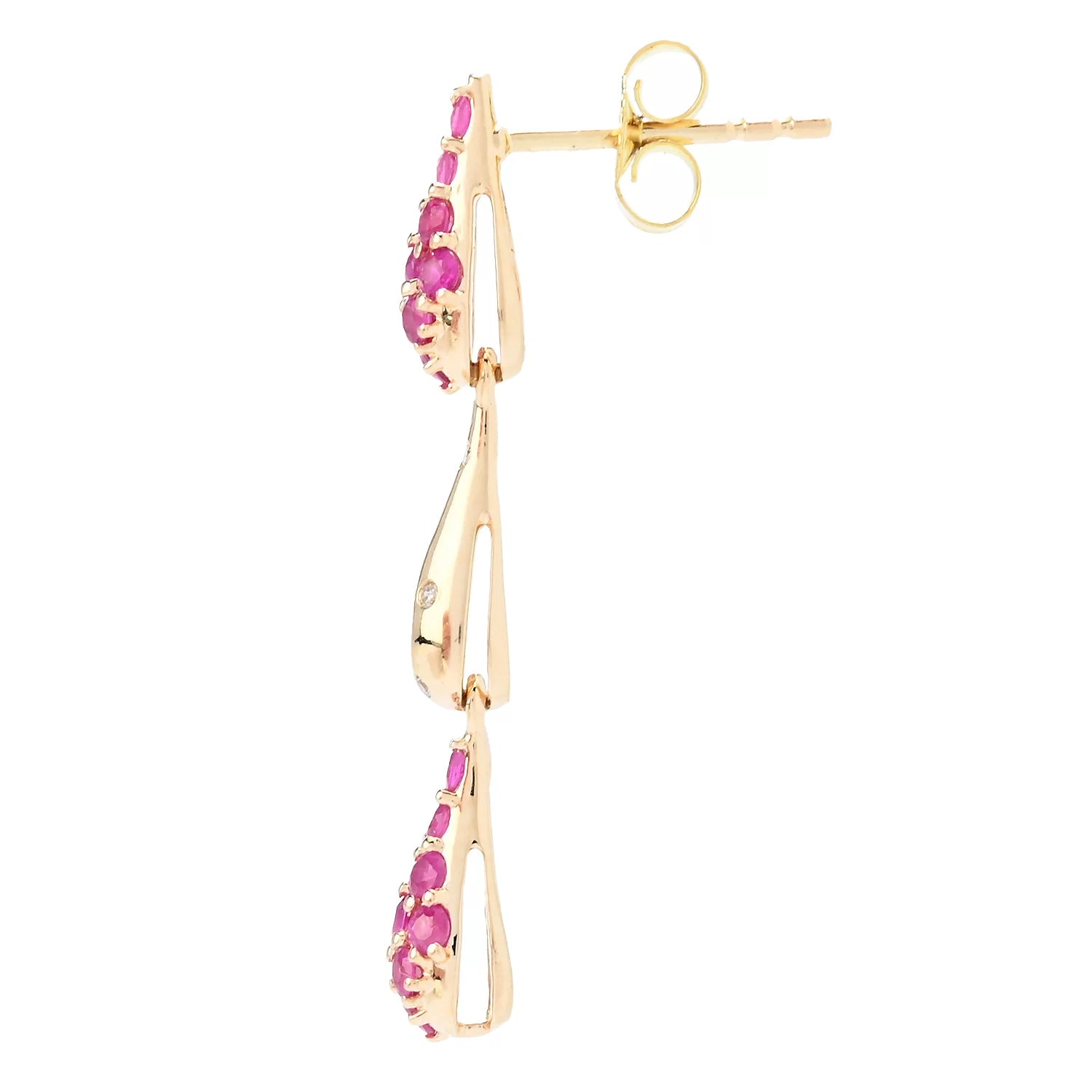 Gems en Vogue 14K Yellow Gold 1.04ctw Ruby & Diamond Drop Earrings