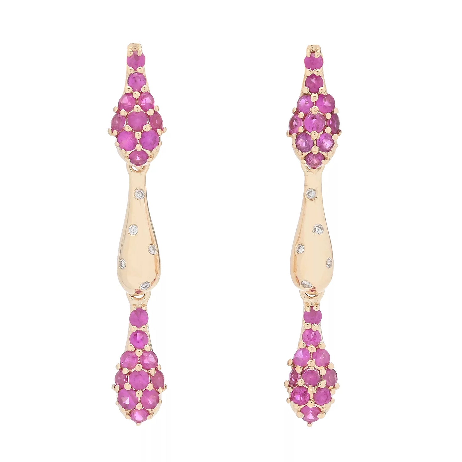 Gems en Vogue 14K Yellow Gold 1.04ctw Ruby & Diamond Drop Earrings