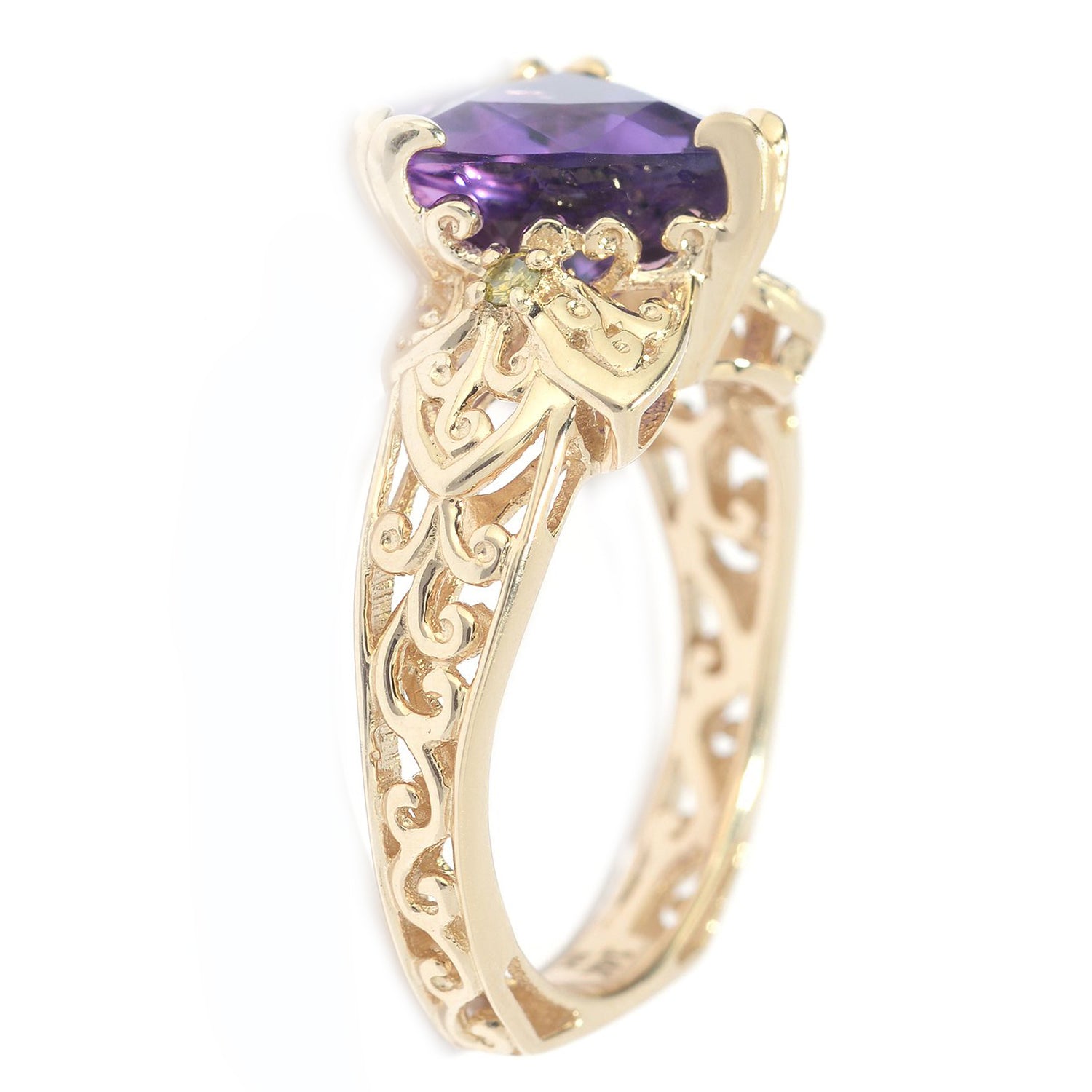 Gems en Vogue 14K Yellow Gold 2.74ctw Congo Amethyst & Yellow Diamond Ring