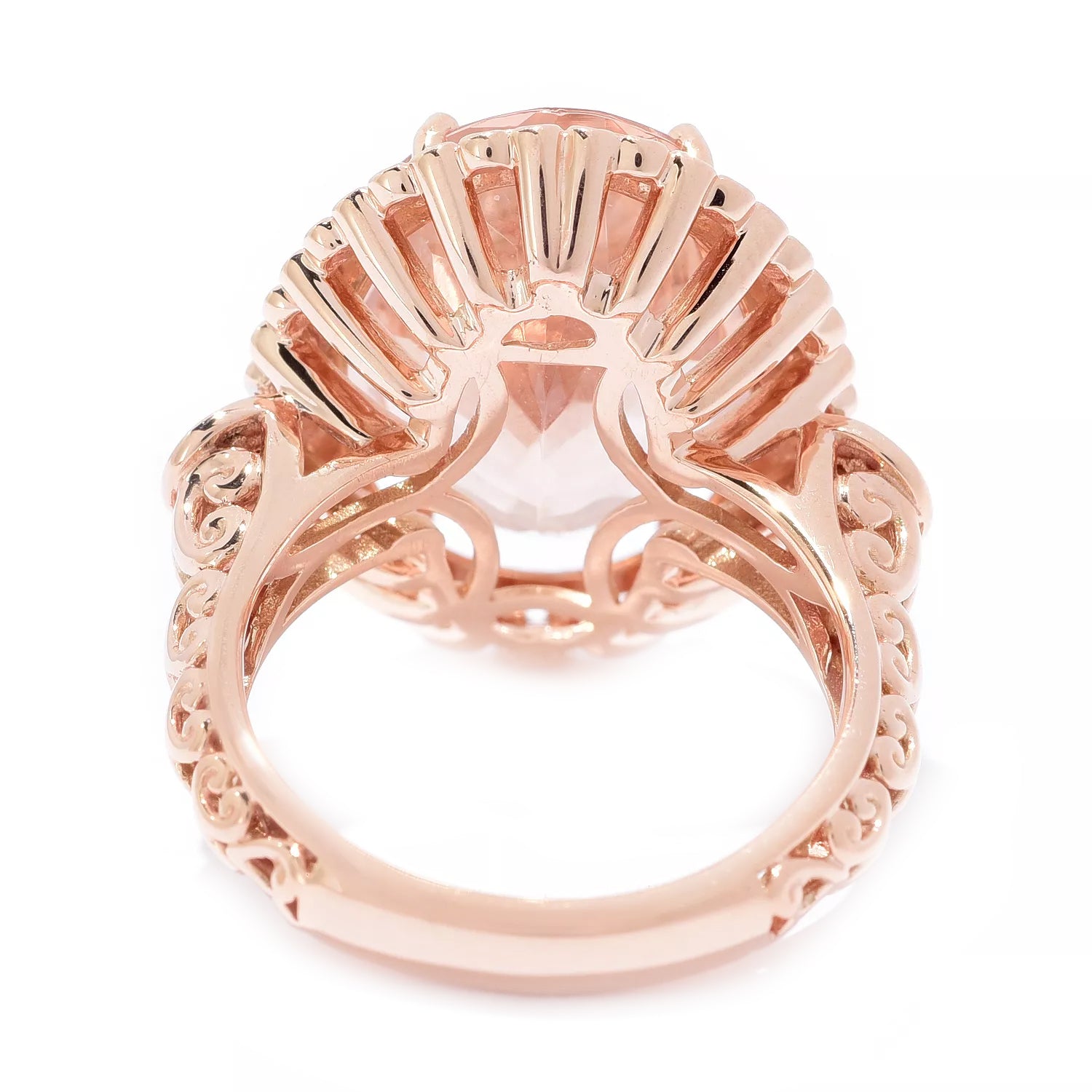 Gems en Vogue Luxe Collection, 14K Rose Gold 11.70ctw Peach Morganite and Diamond Ring