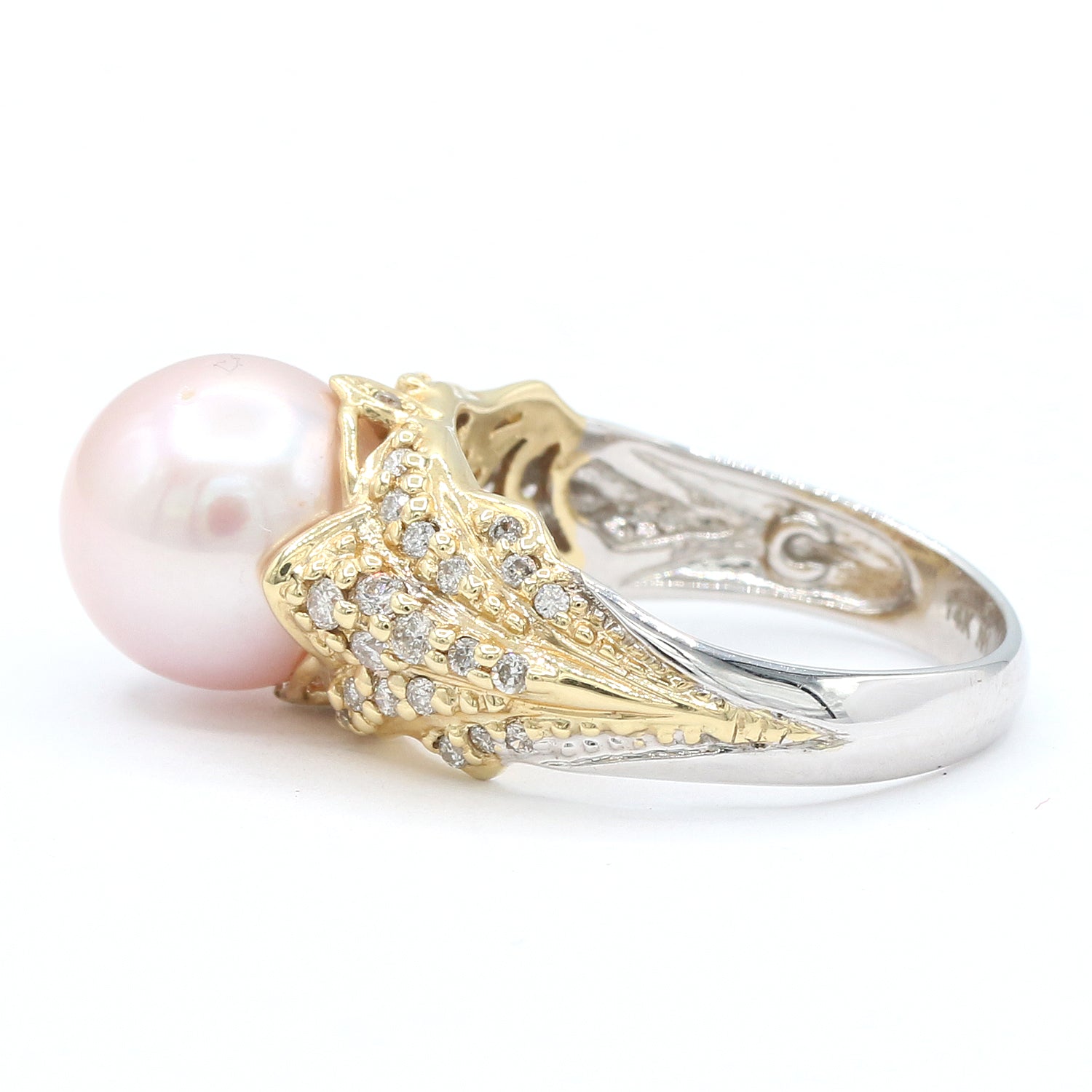 Golden Jewel 14K Gold Freshwater Lavender Pearl & Diamond Ring