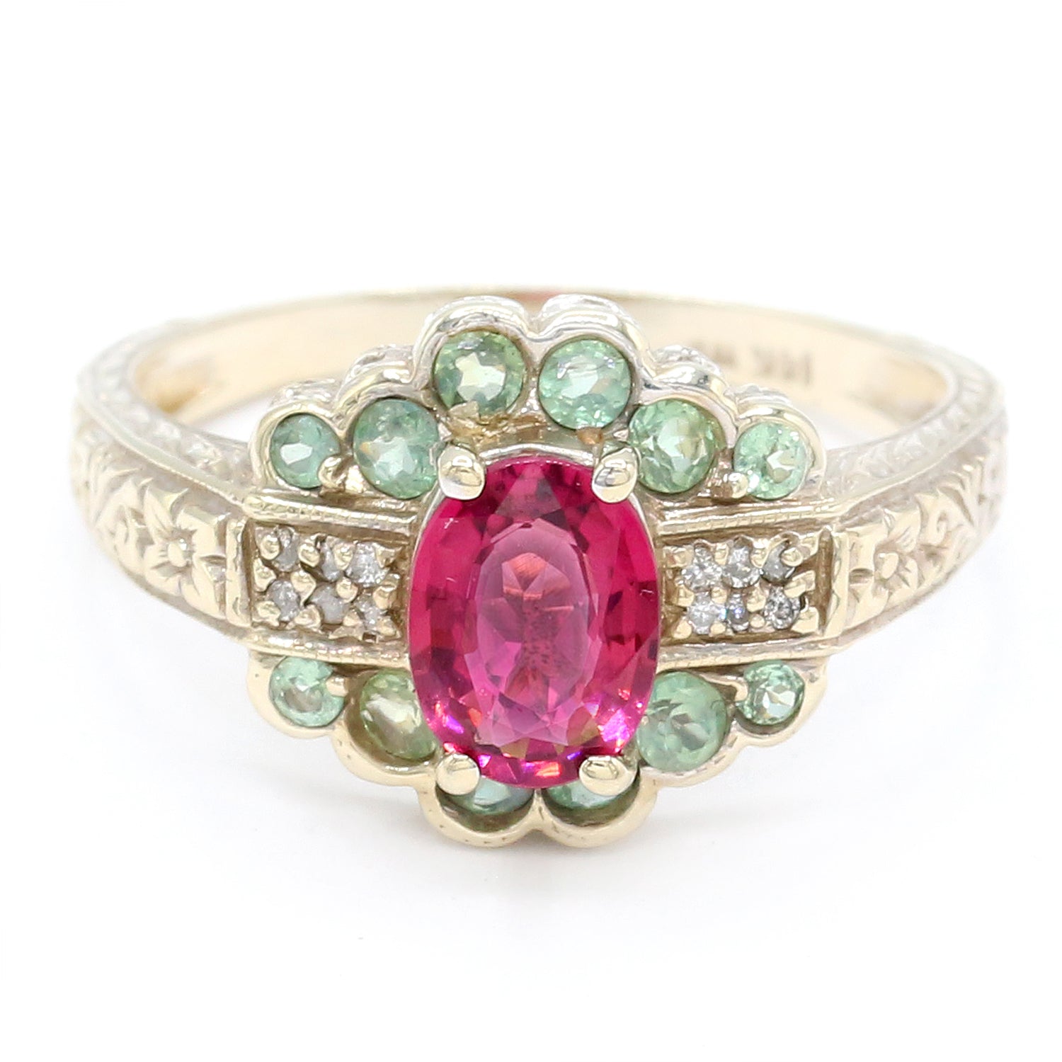 Gems en Vogue 14K White Gold 1.99ctw Pink Tourmaline, Alexandrite & Diamond Ring