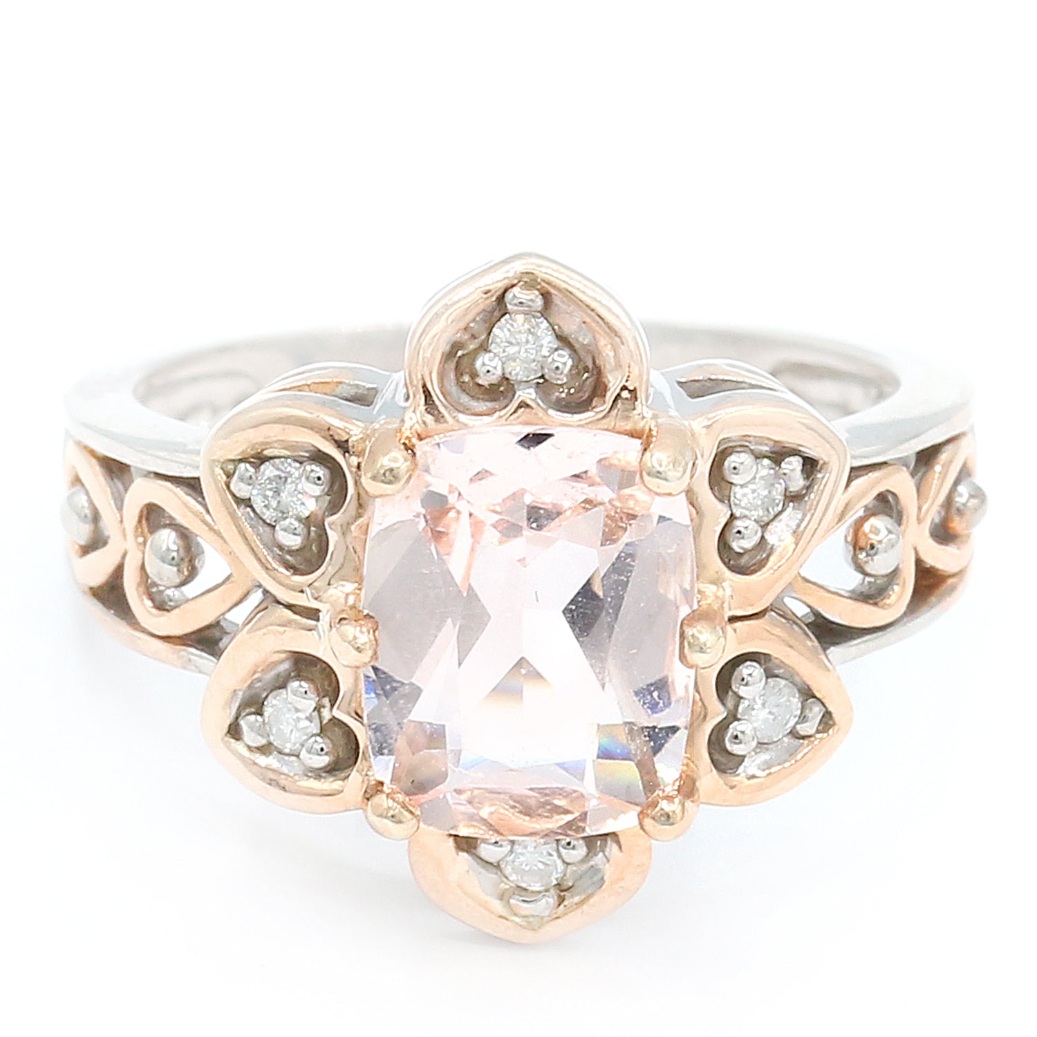 Golden Jewel 14K Gold 2.56ctw Pink Morganite & Diamond Ring