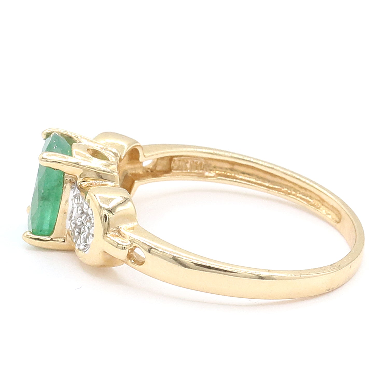 Golden Jewel 14K Yellow Gold 1.23ctw Emerald & Diamond Ring