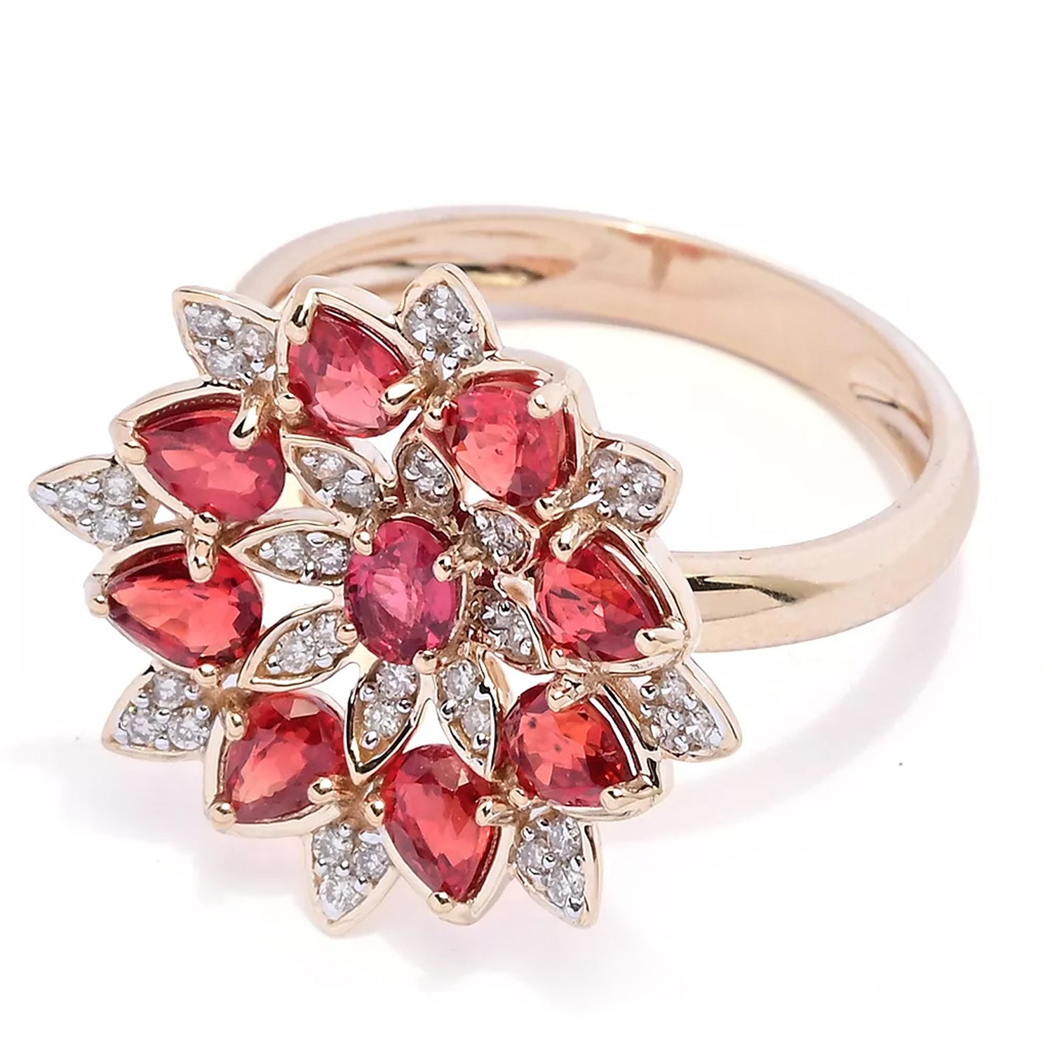 Gems en Vogue 14K Yellow Gold 2.13ctw Red Sapphire & Diamond Ring