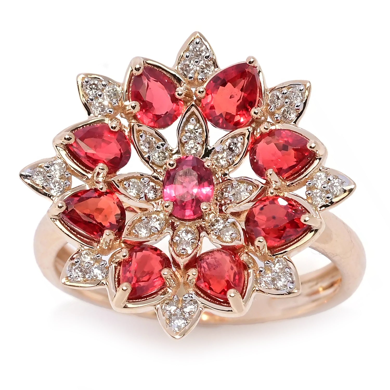 Gems en Vogue 14K Yellow Gold 2.13ctw Red Sapphire & Diamond Ring