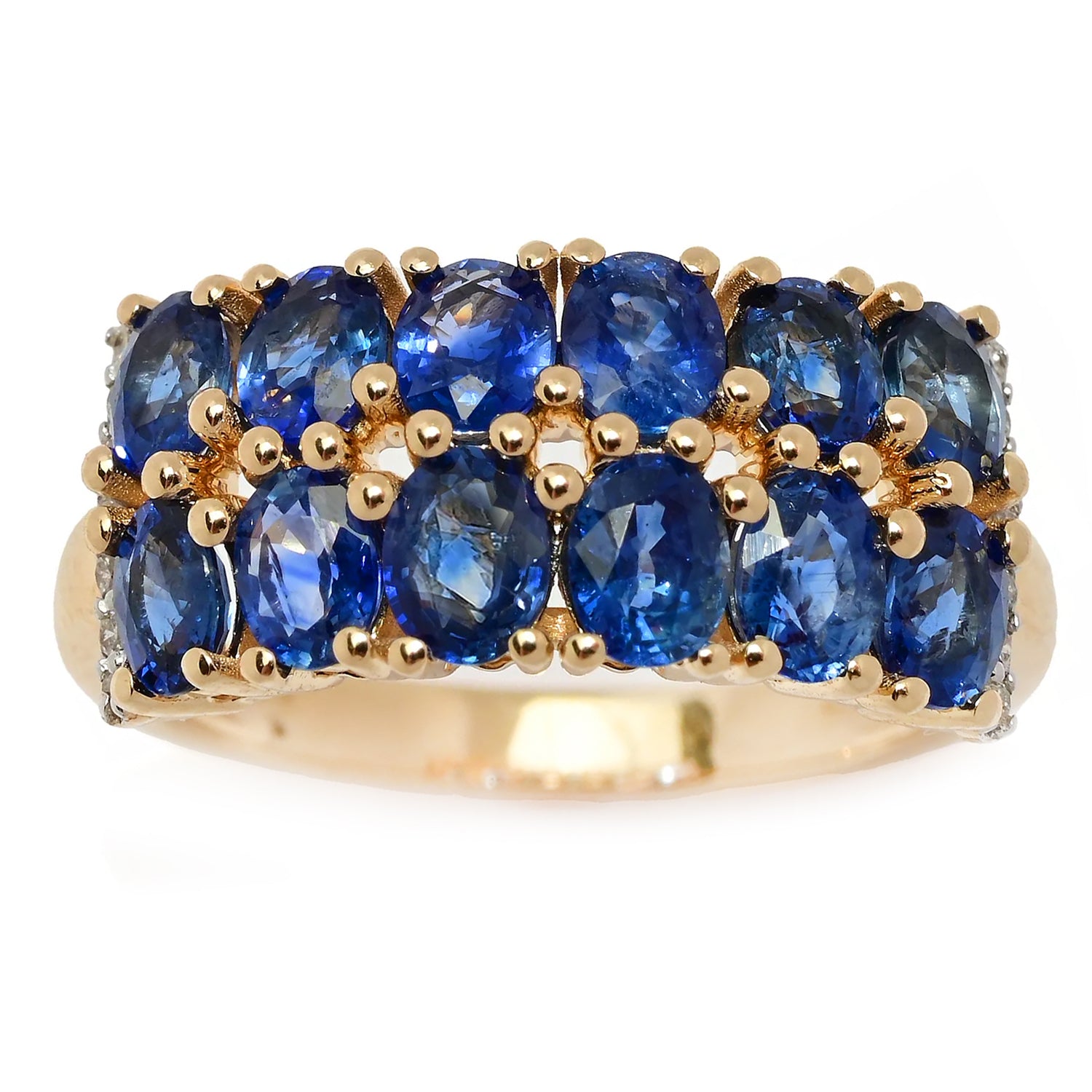 Gems en Vogue 14K Yellow Gold 2.60ctw Burmese Blue Sapphire & Diamond Ring