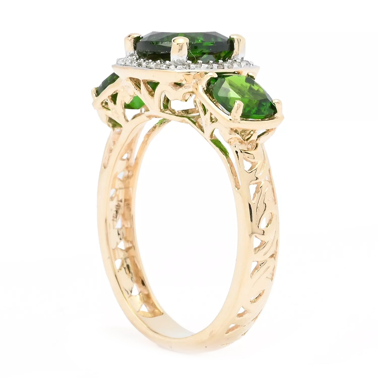 Gems en Vogue 14K Yellow Gold 2.78ctw Chrome Diopside & Diamond Ring