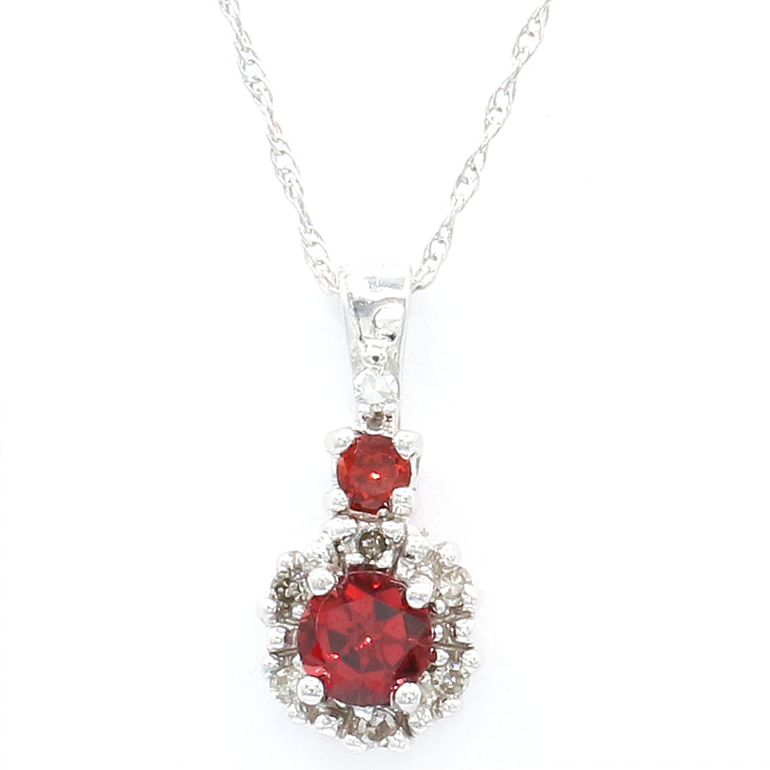 Golden Jewel 14K White Gold 0.65ctw Garnet & Diamond Pendant