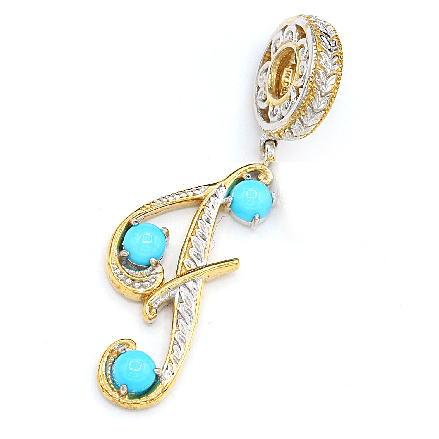 Gems en Vogue 0.81ctw Sleeping Beauty Turquoise Choice of Initial Charm