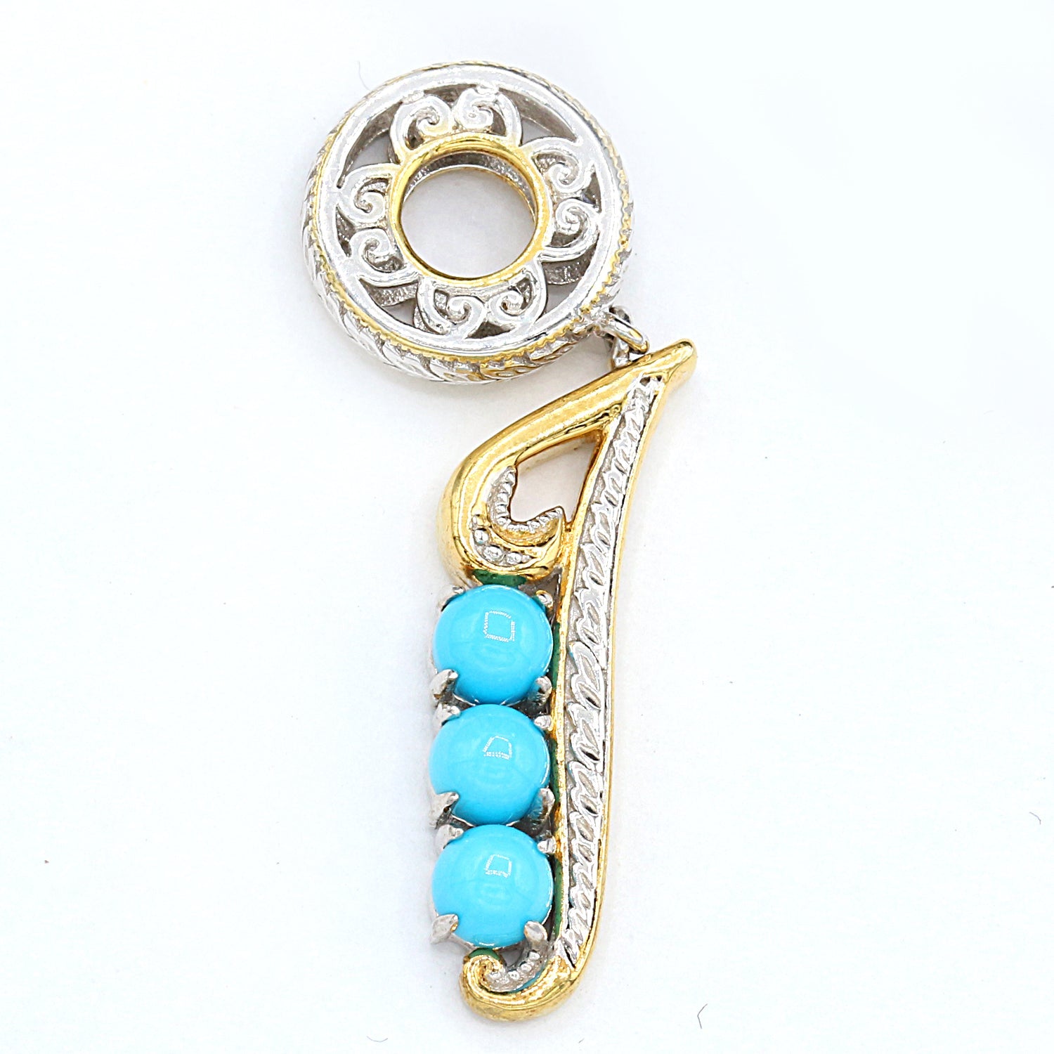 Gems en Vogue 0.81ctw Sleeping Beauty Turquoise Choice of Initial Charm