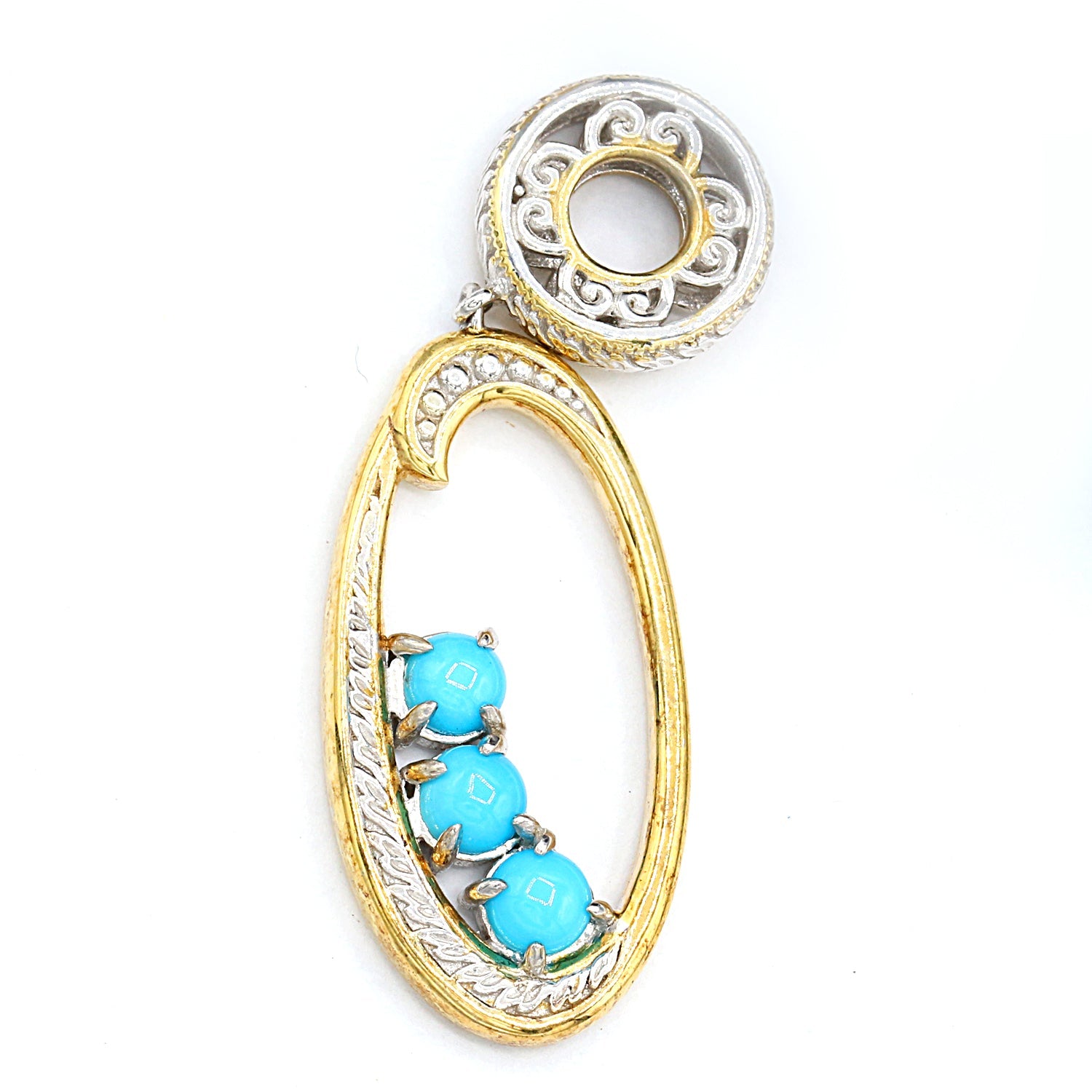 Gems en Vogue 0.81ctw Sleeping Beauty Turquoise Choice of Initial Charm