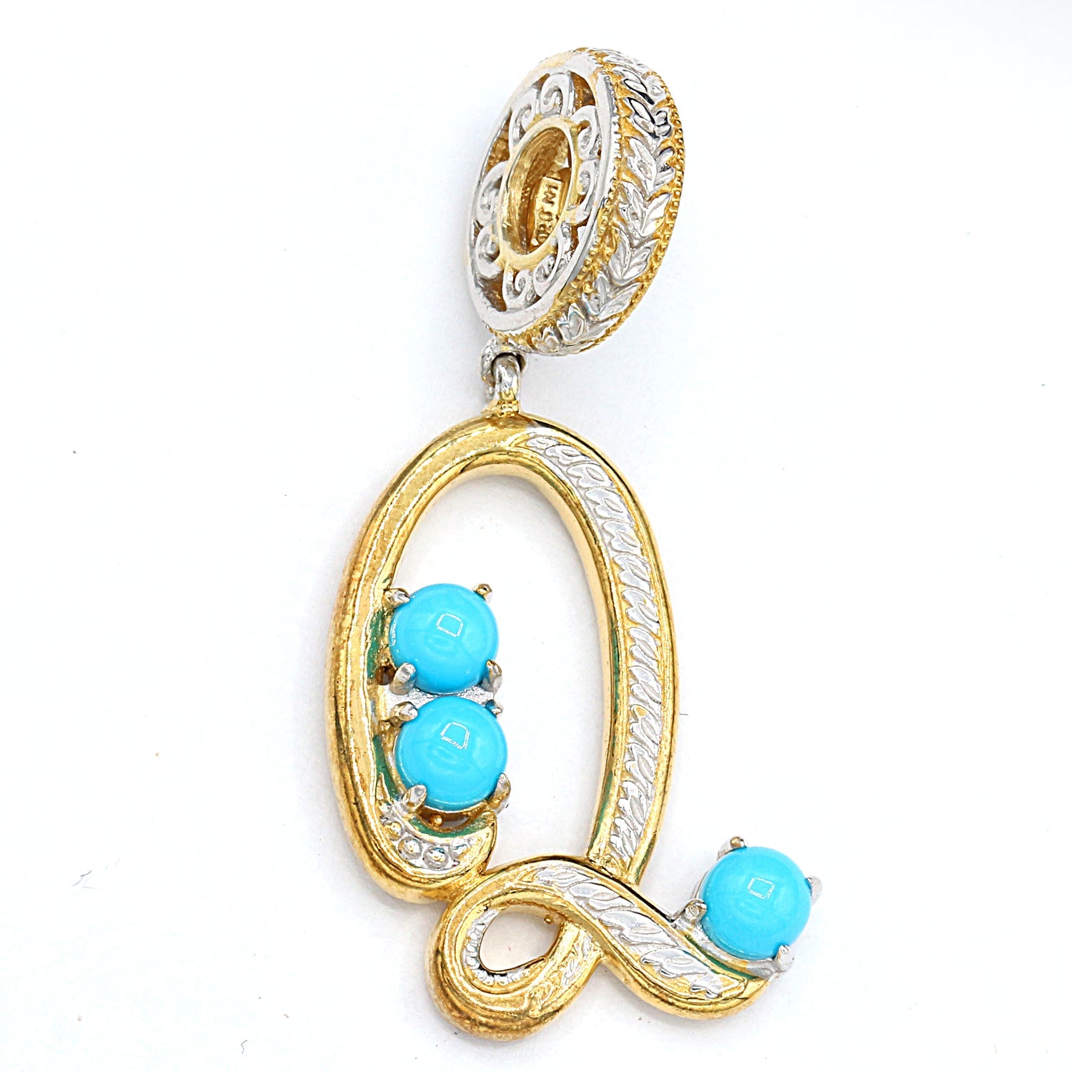 Gems en Vogue 0.81ctw Sleeping Beauty Turquoise Choice of Initial Charm