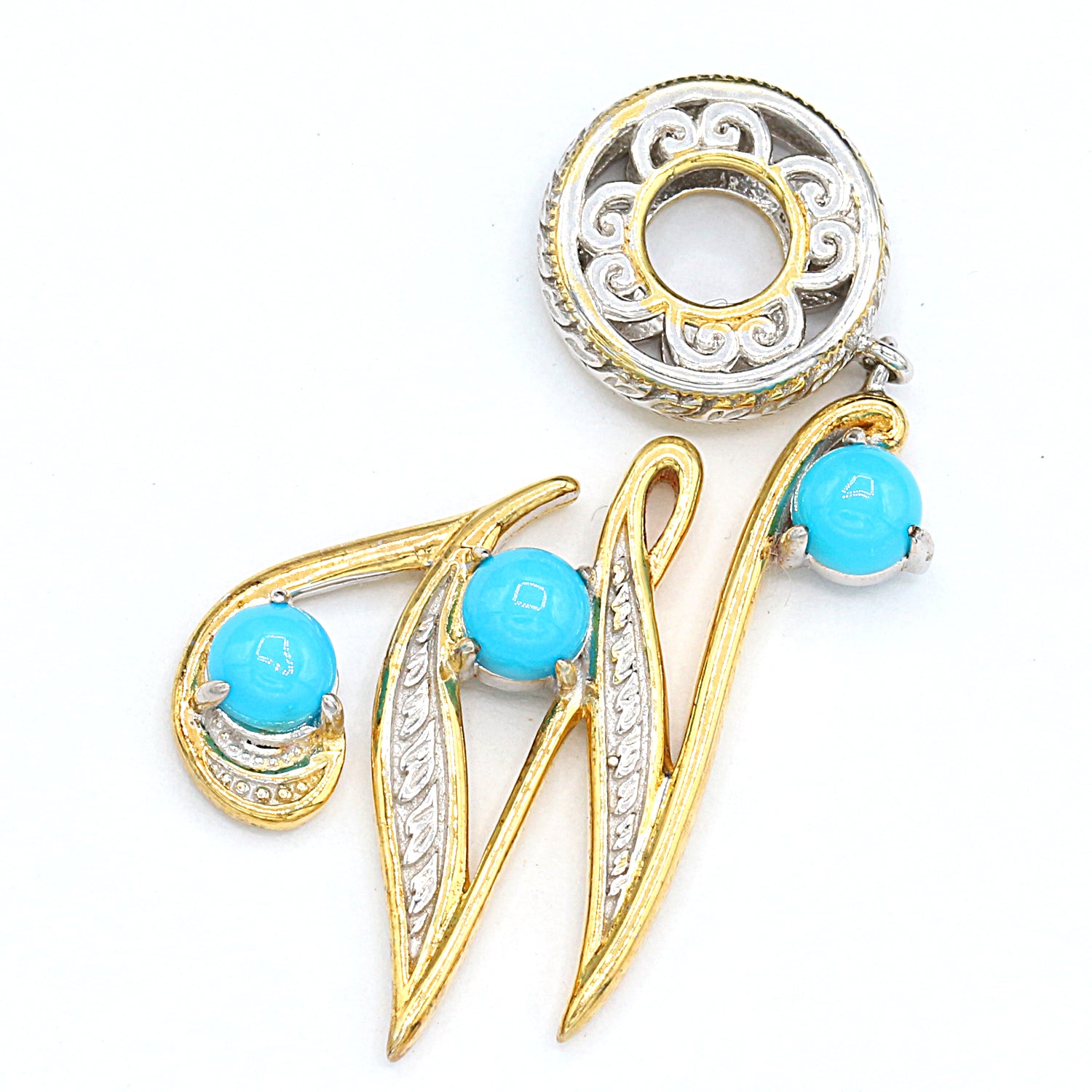 Gems en Vogue 0.81ctw Sleeping Beauty Turquoise Choice of Initial Charm