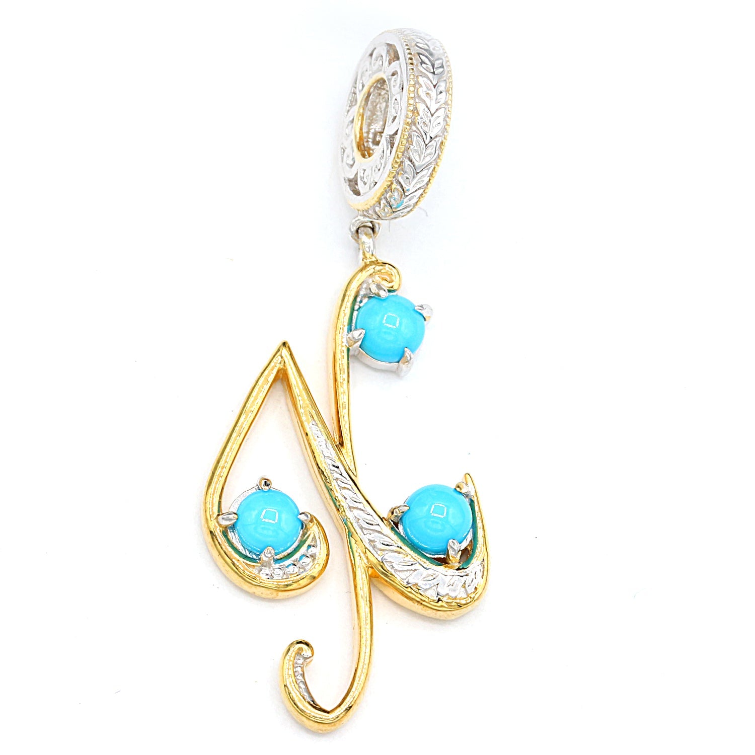 Gems en Vogue 0.81ctw Sleeping Beauty Turquoise Choice of Initial Charm