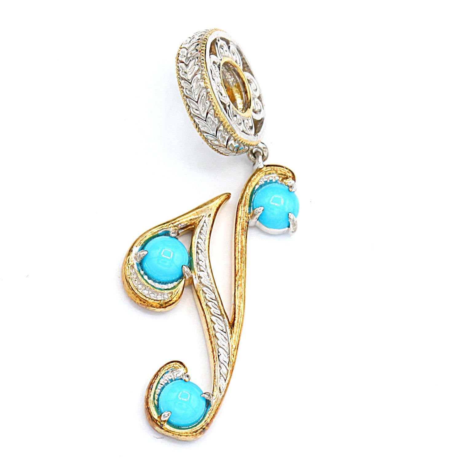 Gems en Vogue 0.81ctw Sleeping Beauty Turquoise Choice of Initial Charm