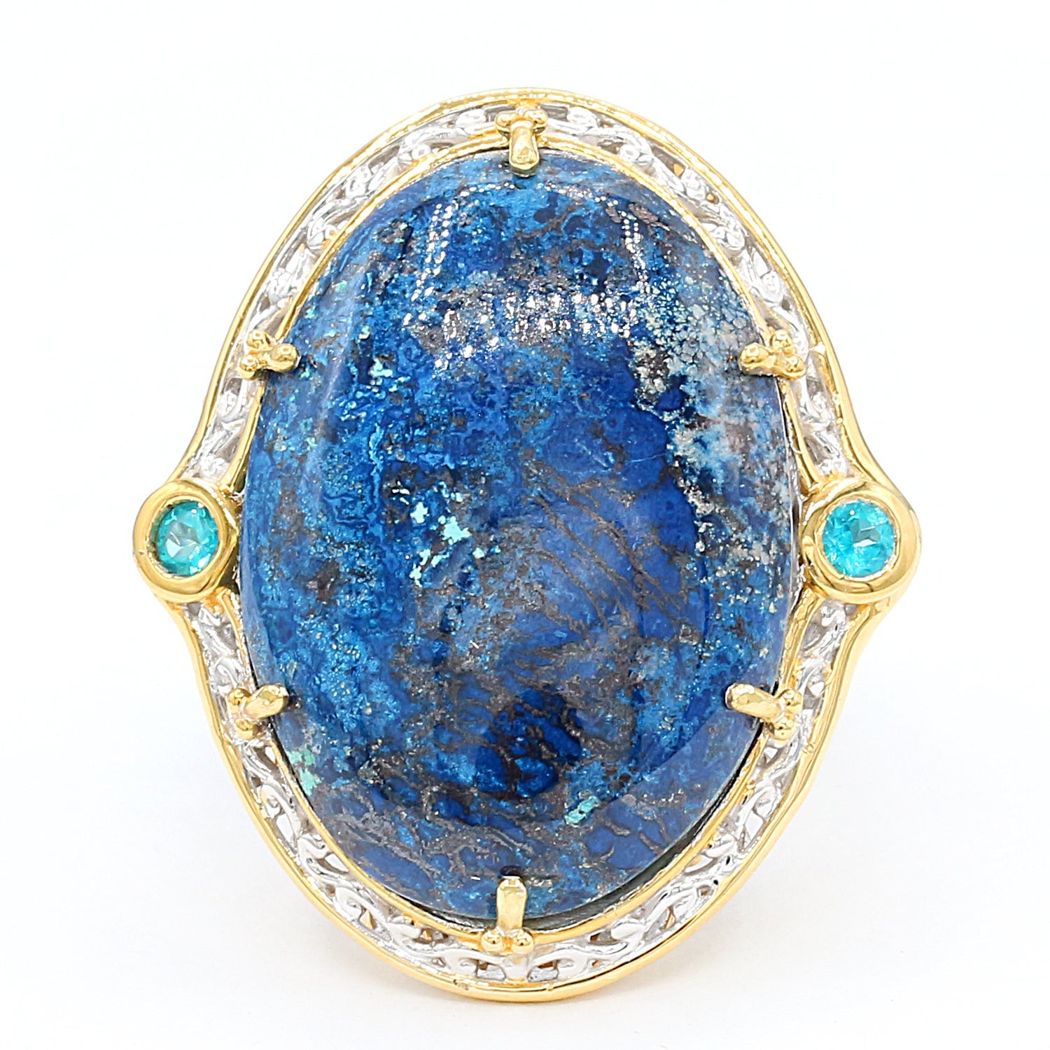 Gems en Vogue Oval Chrysocolla & Gemstone Ring