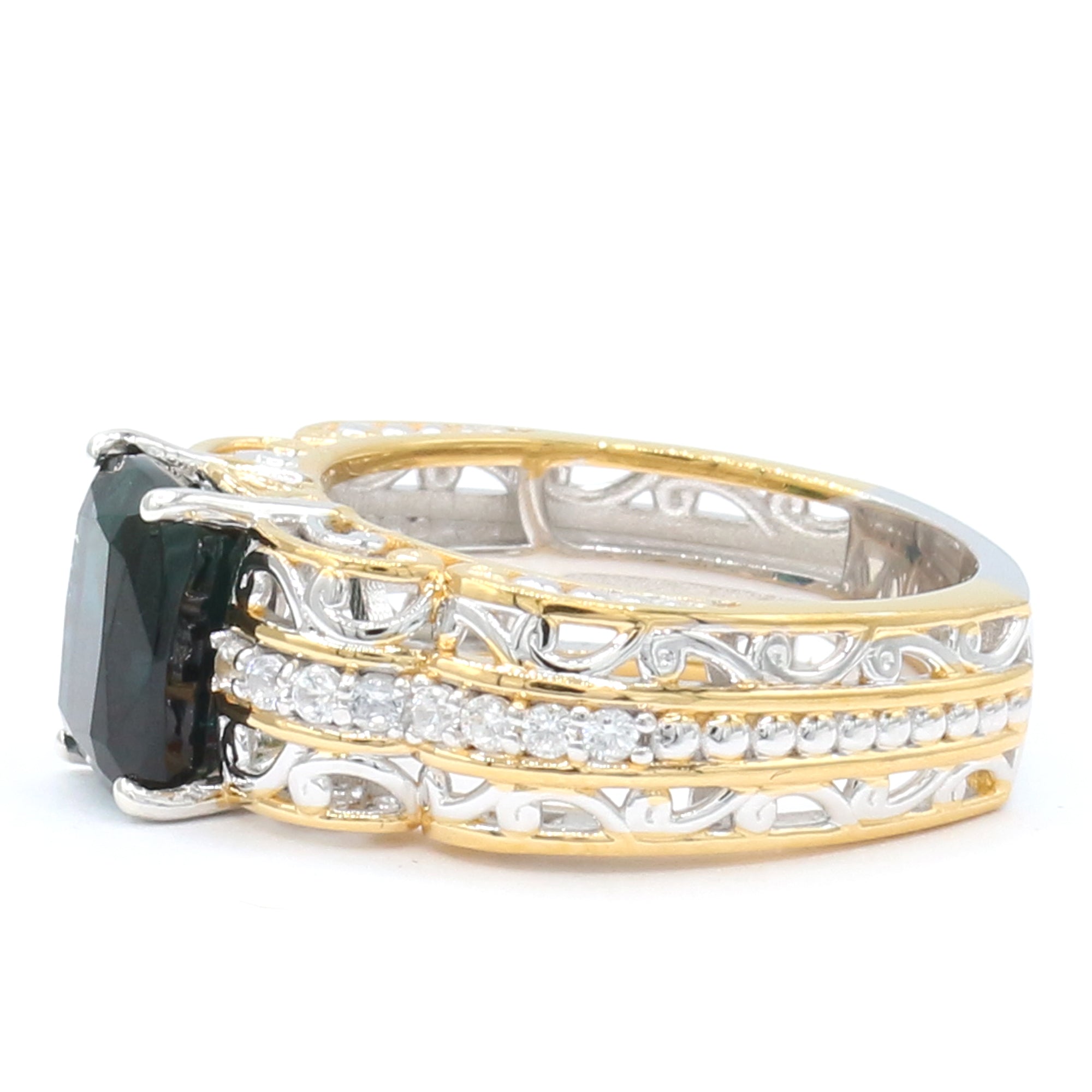 Couture Gems One-of-a-Kind 3.21ctw Indicolite Tourmaline & White Zircon Ring