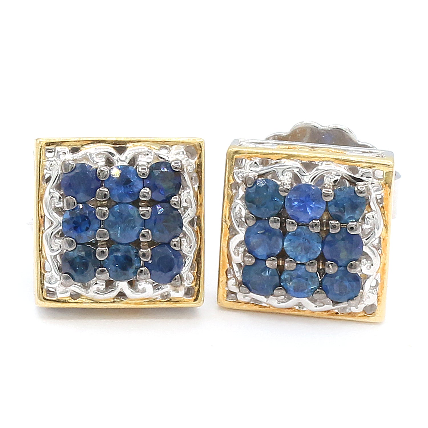 Gems en Vogue 1.10ctw Blue Sapphire Stud Earrings