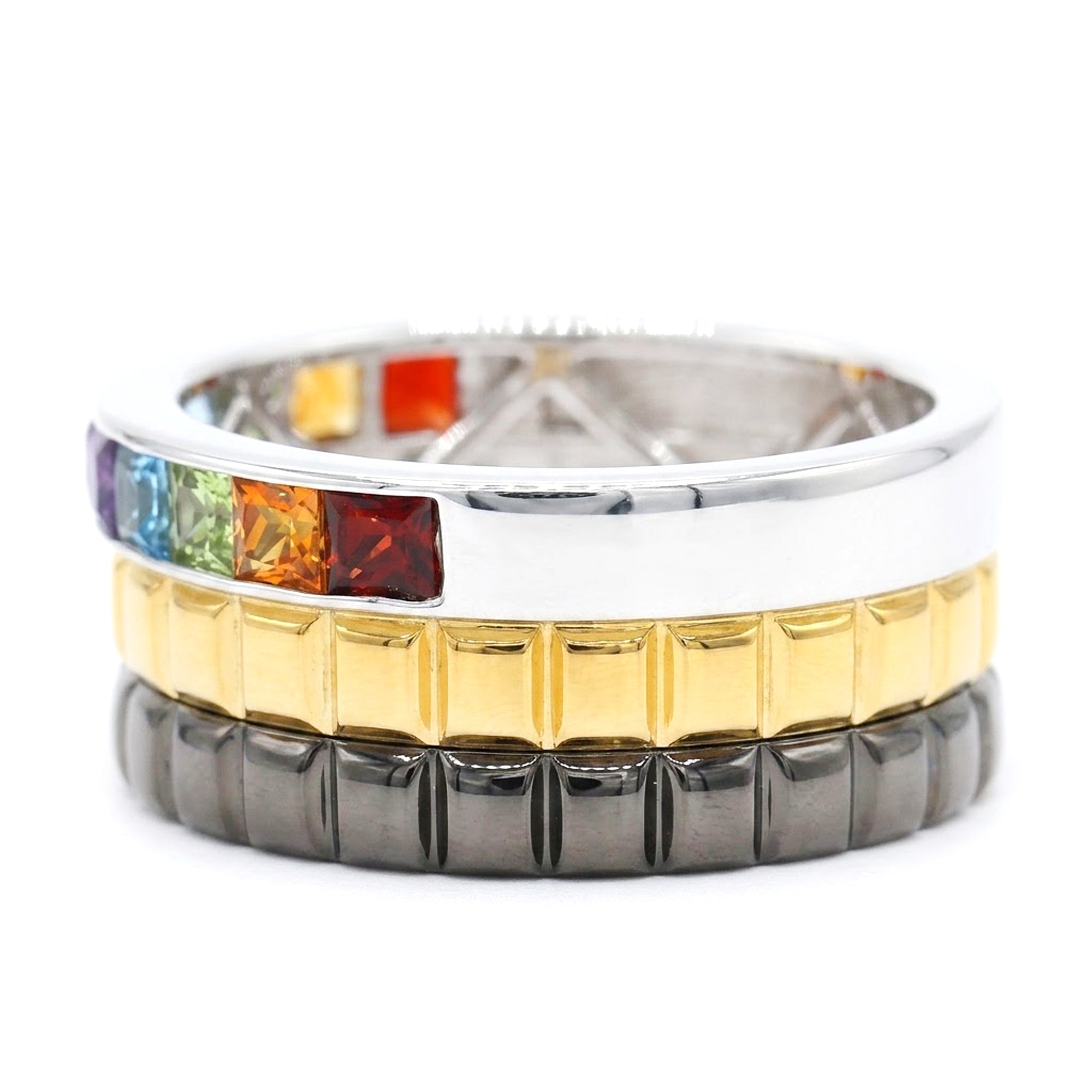 Gems en Vogue 24K Palladium Silver 1.92ctw Multi Gemstones Band Ring CANNOT BE RESIZED