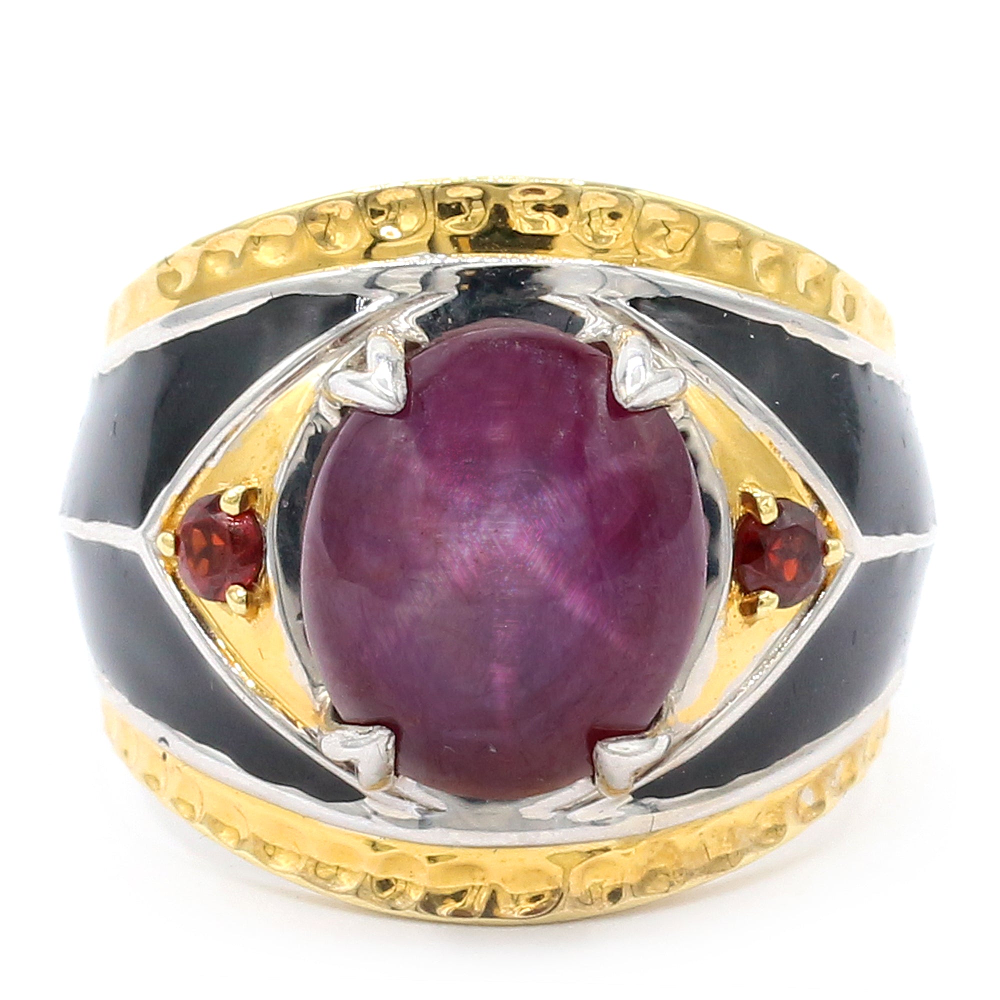 Gems en Vogue One-of-a-Kind 24K Palladium Silver Star Ruby & Garnet Ring CANNOT BE RESIZED
