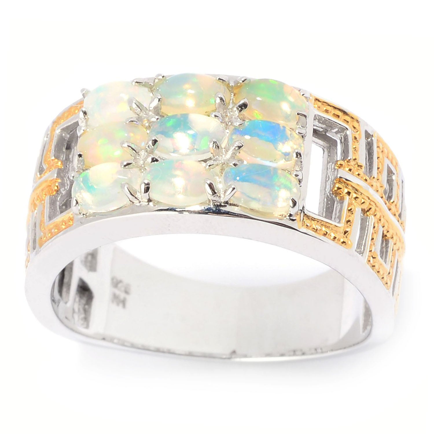 Gems en Vogue Ethiopian Opal Three Row Ring