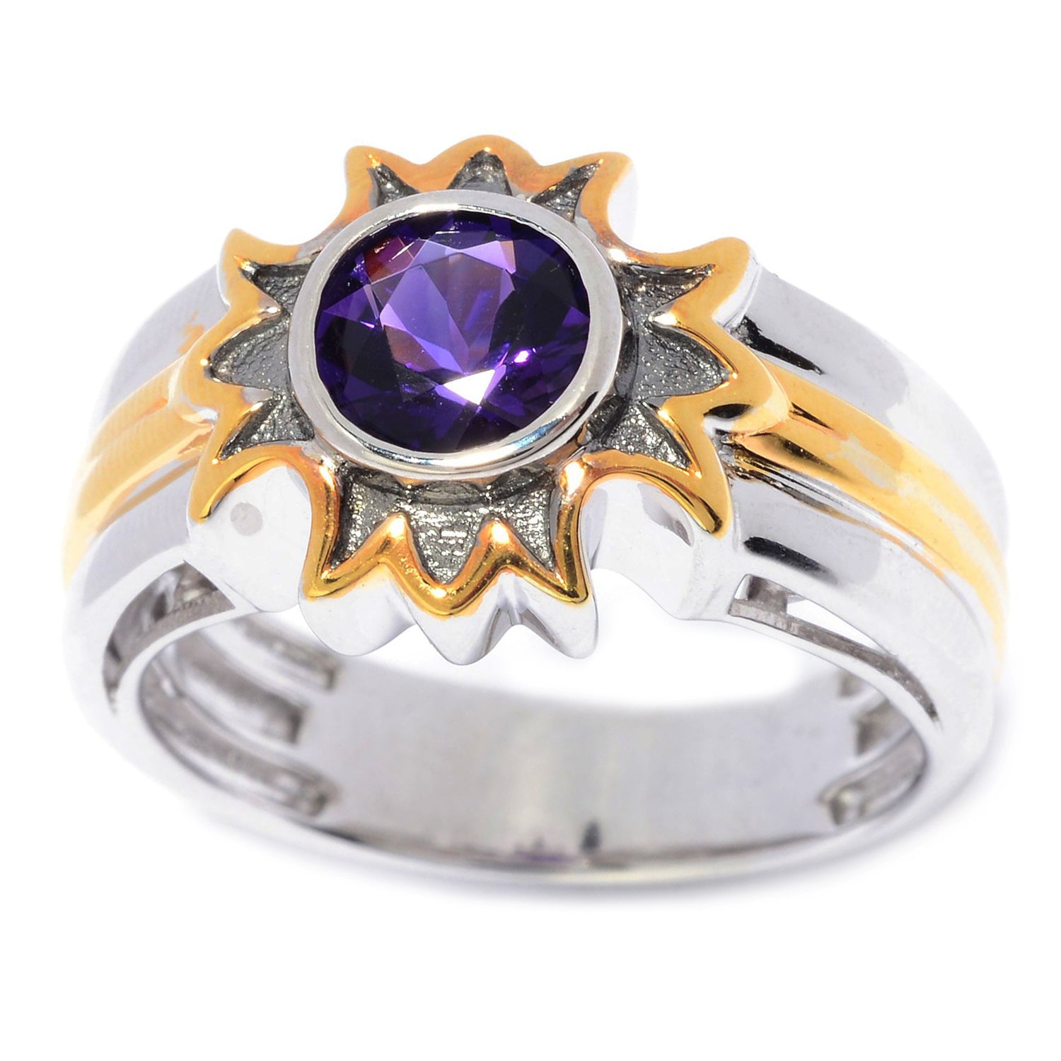 Gems en Vogue 1.05ctw Ametista do Sul Amethyst Sandblasting Ring