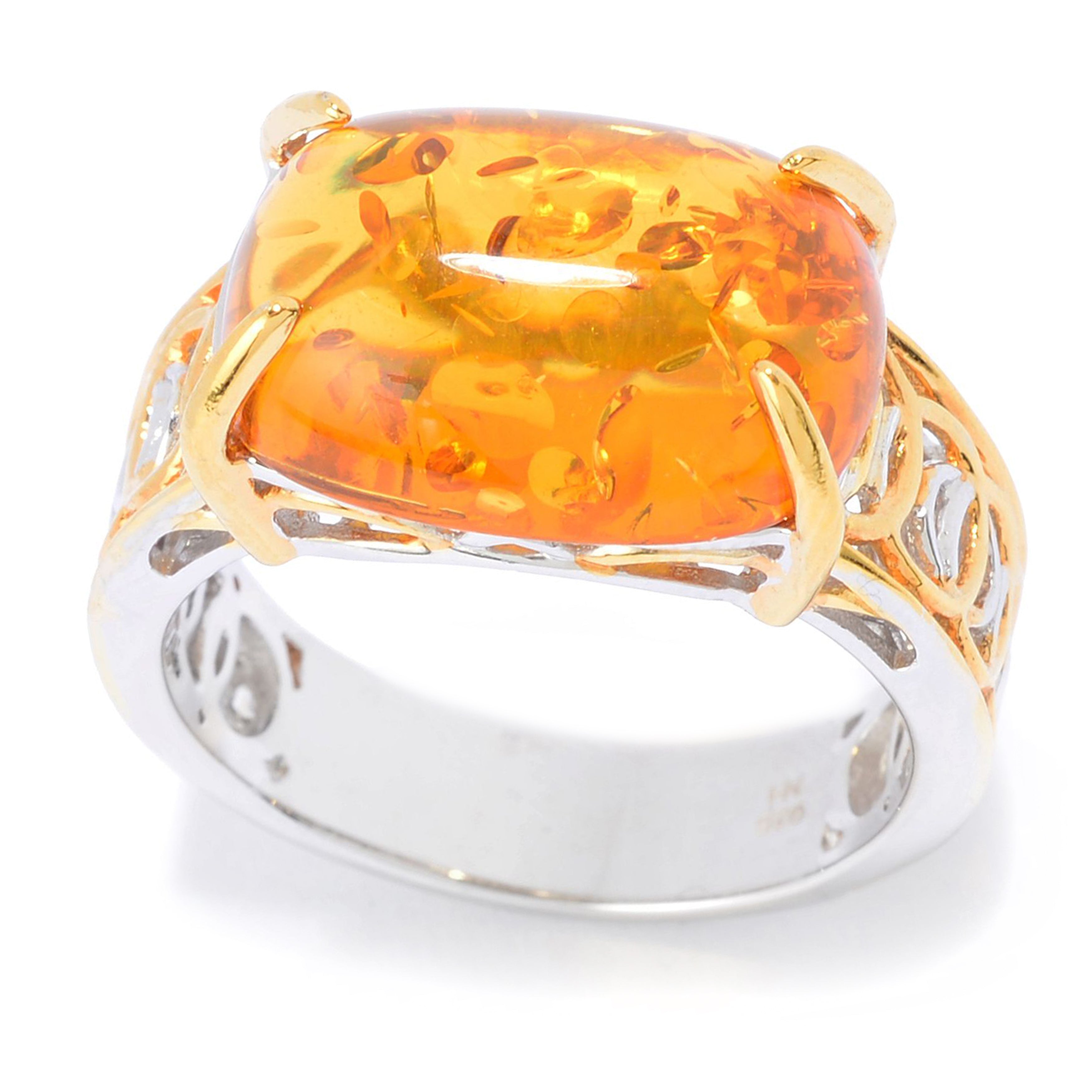 Gems en Vogue Cushion Amber Ring