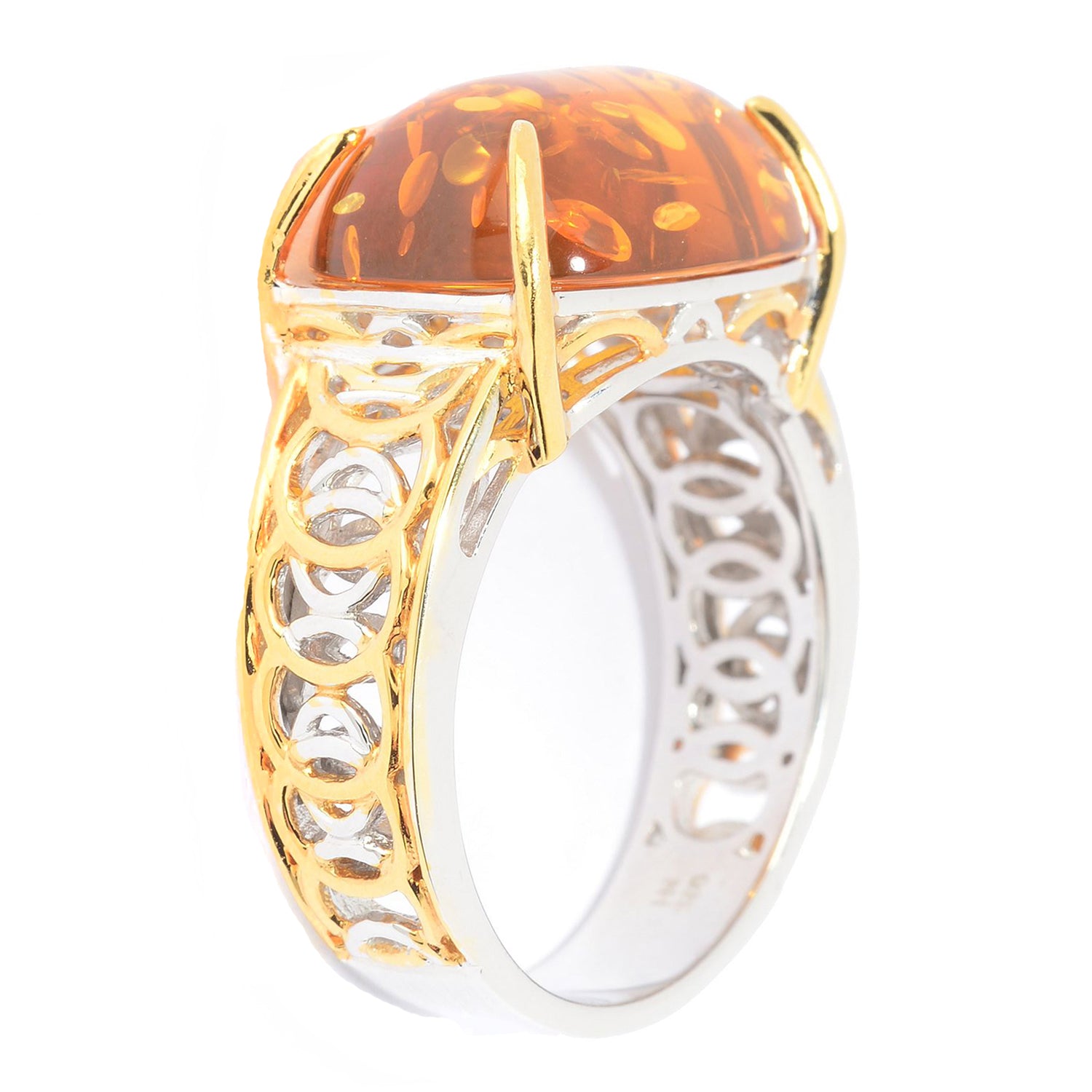 Gems en Vogue Cushion Amber Ring