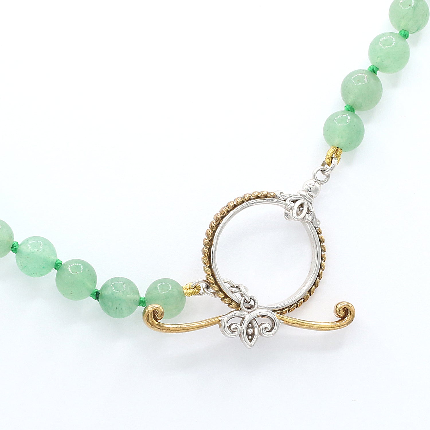 Gems en Vogue Green Aventurine Bead Toggle Necklace