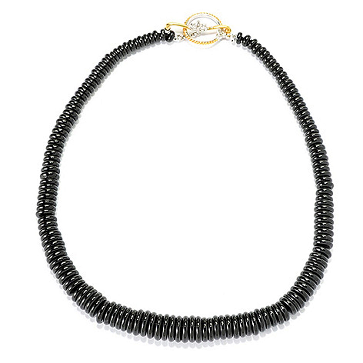 Gems en Vogue Black Agate Bead Toggle Necklace