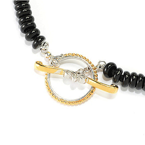Gems en Vogue Black Agate Bead Toggle Necklace