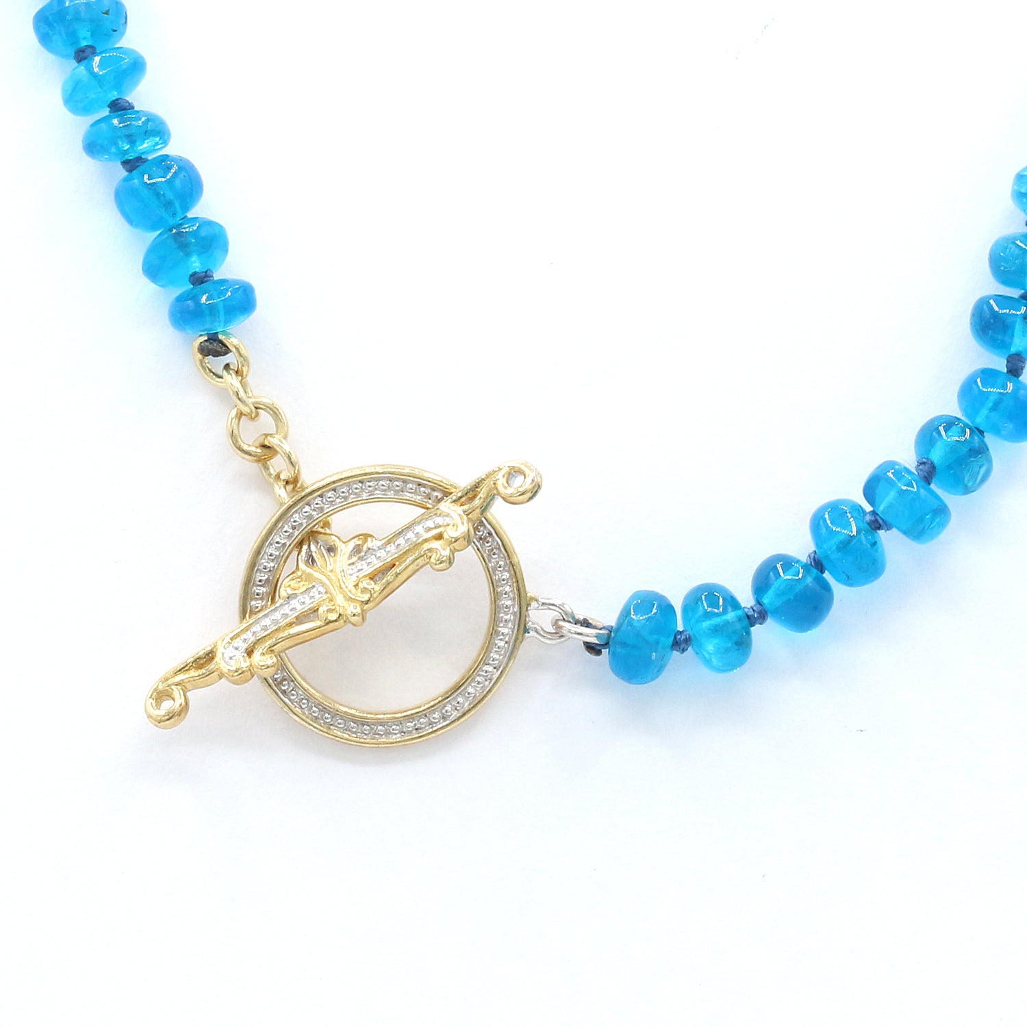 Gems en Vogue Neon Apatite Beads Toggle Necklace