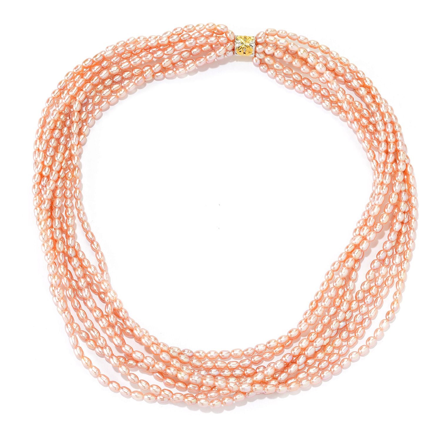 Gems en Vogue Multi Strand Pink Pearl Bead Magnetic Necklace