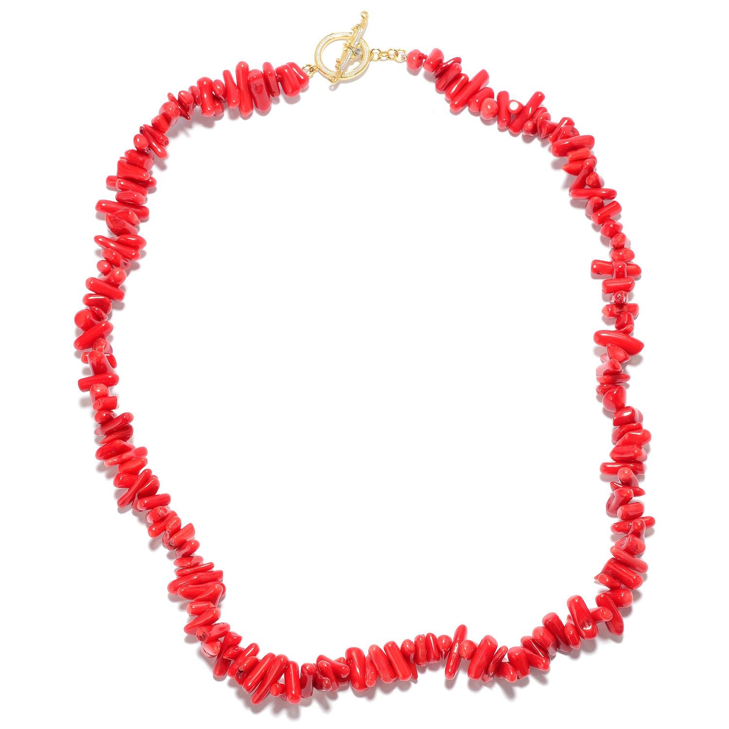 Gems en Vogue Red Coral Branch Toggle Necklace