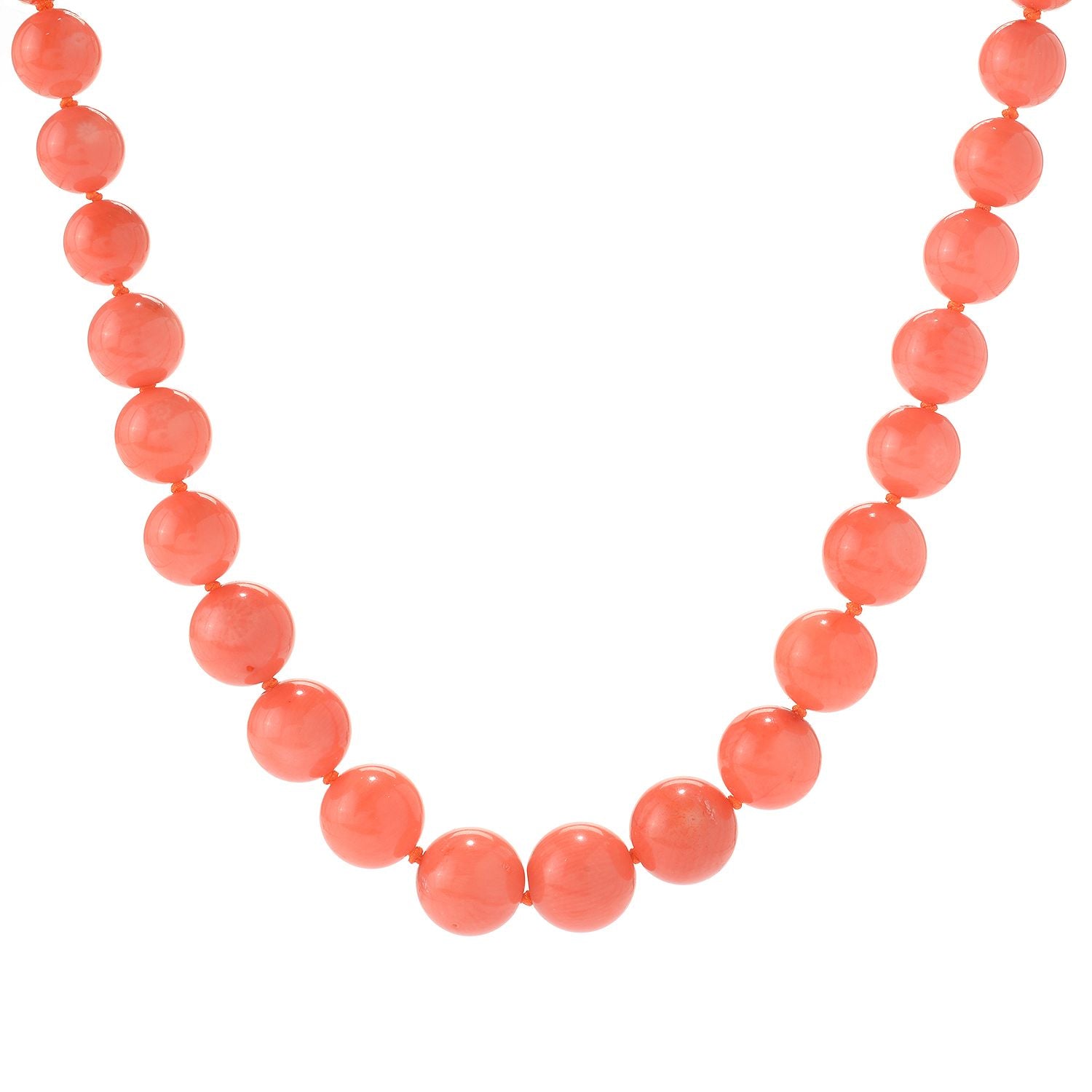 Gems en Vogue Graduated Salmon Coral Bead Toggle Necklace