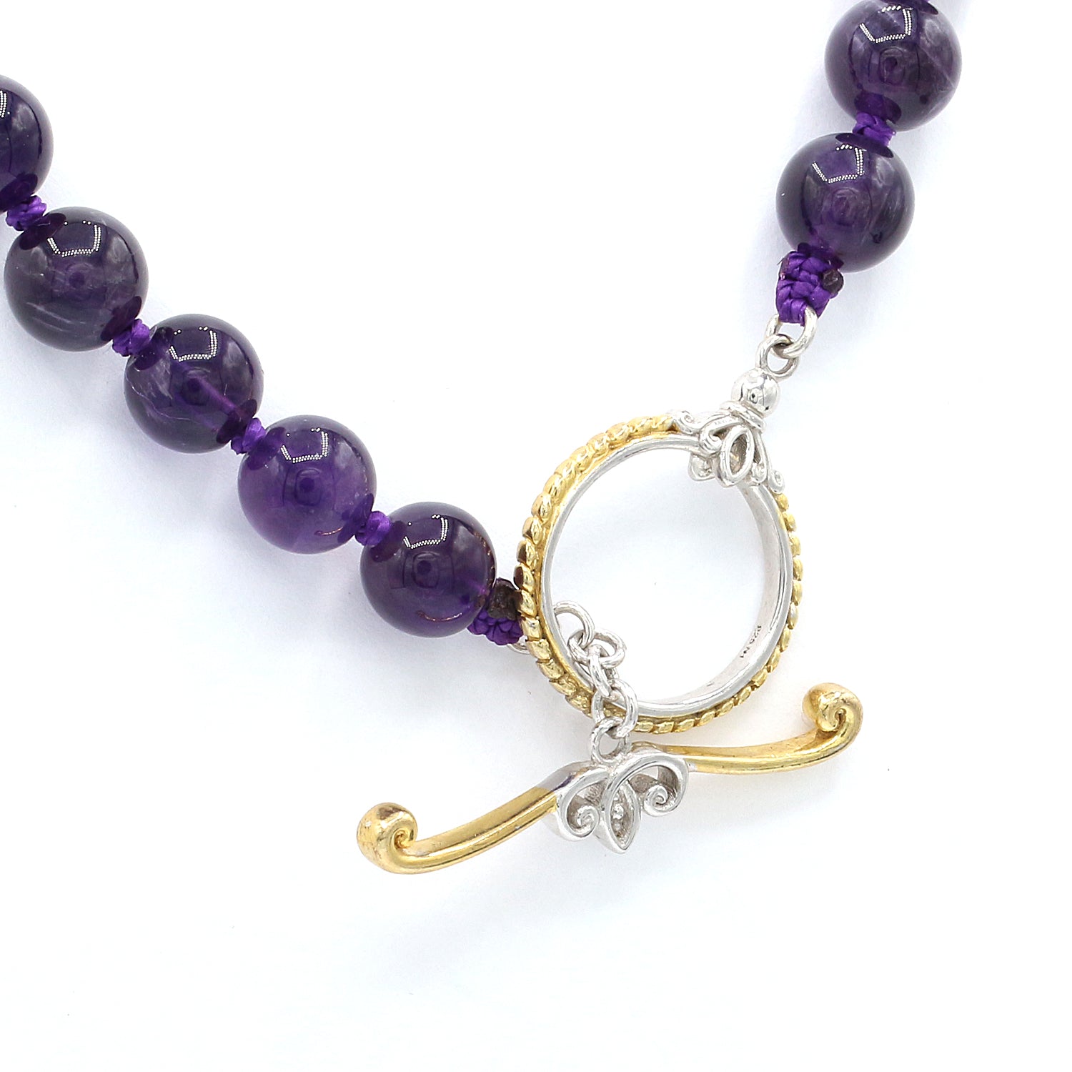 Gems en Vogue Graduated Amethyst Bead Toggle Necklace