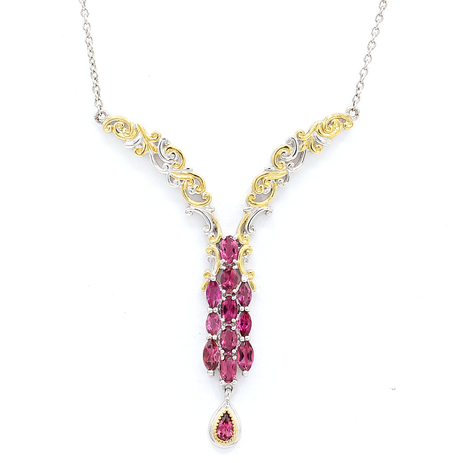 Gems en Vogue 2.39ctw Pink Tourmaline Y Necklace
