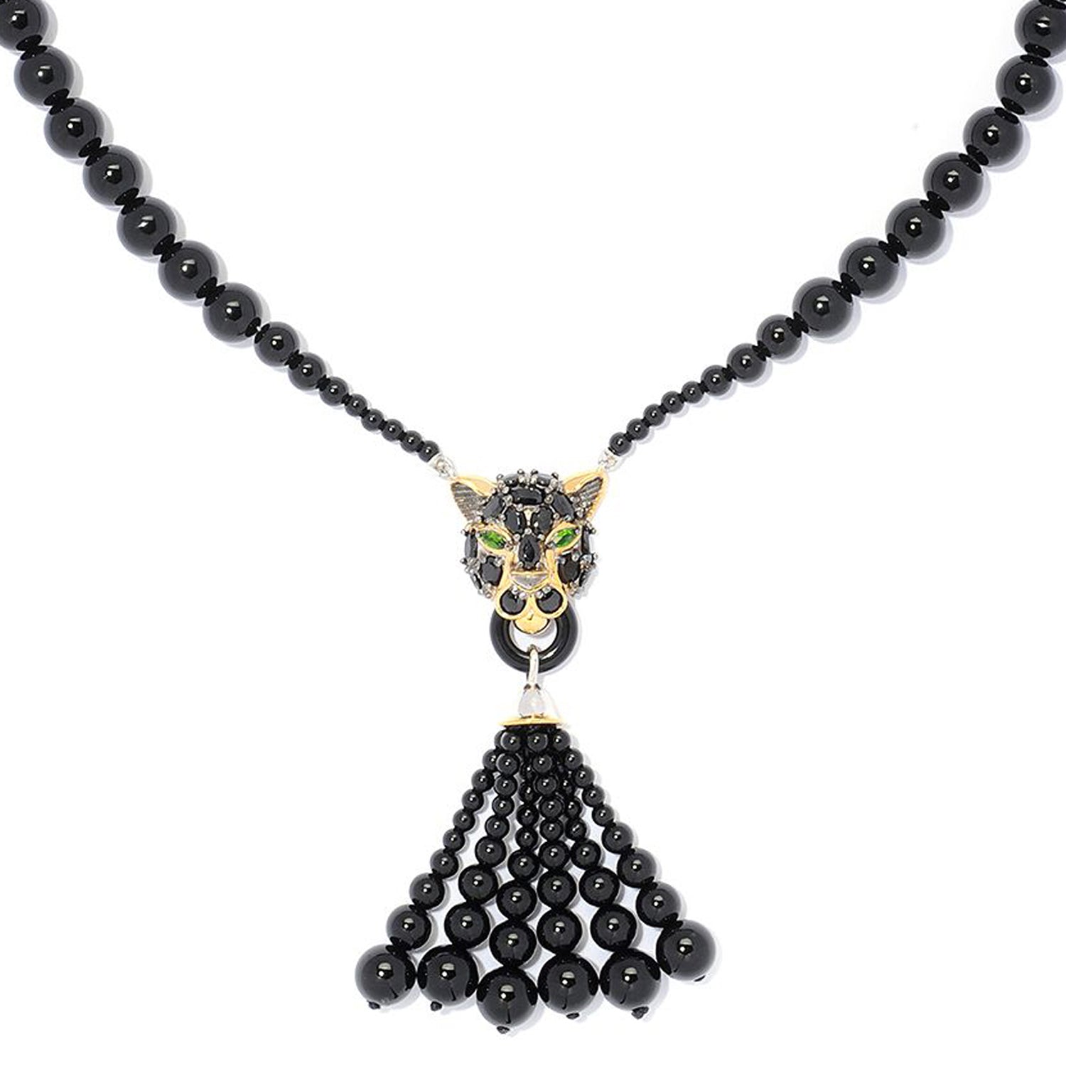 Gems en Vogue Black Onyx, Spinel & Chrome Diopside Panther Necklace