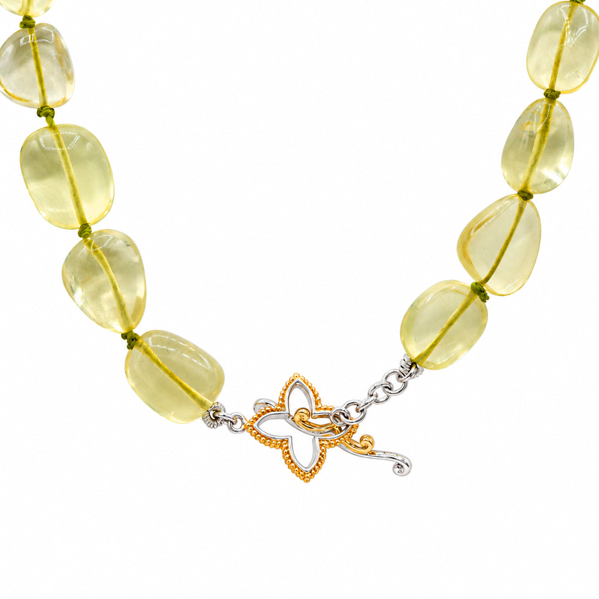 Gems en Vogue 24K Palladium Silver Ouro Verde Tumbled Bead Toggle Necklace