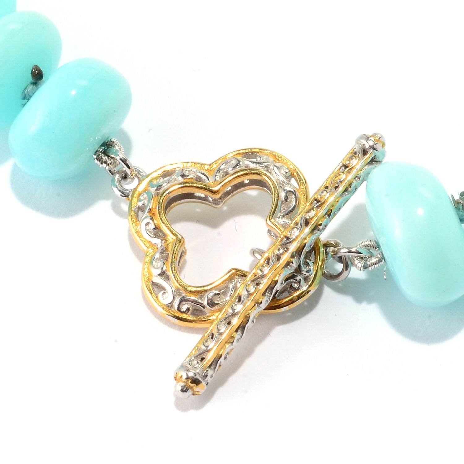 Gems en Vogue Choice of Pink or Blue Opal Bead Toggle Necklace